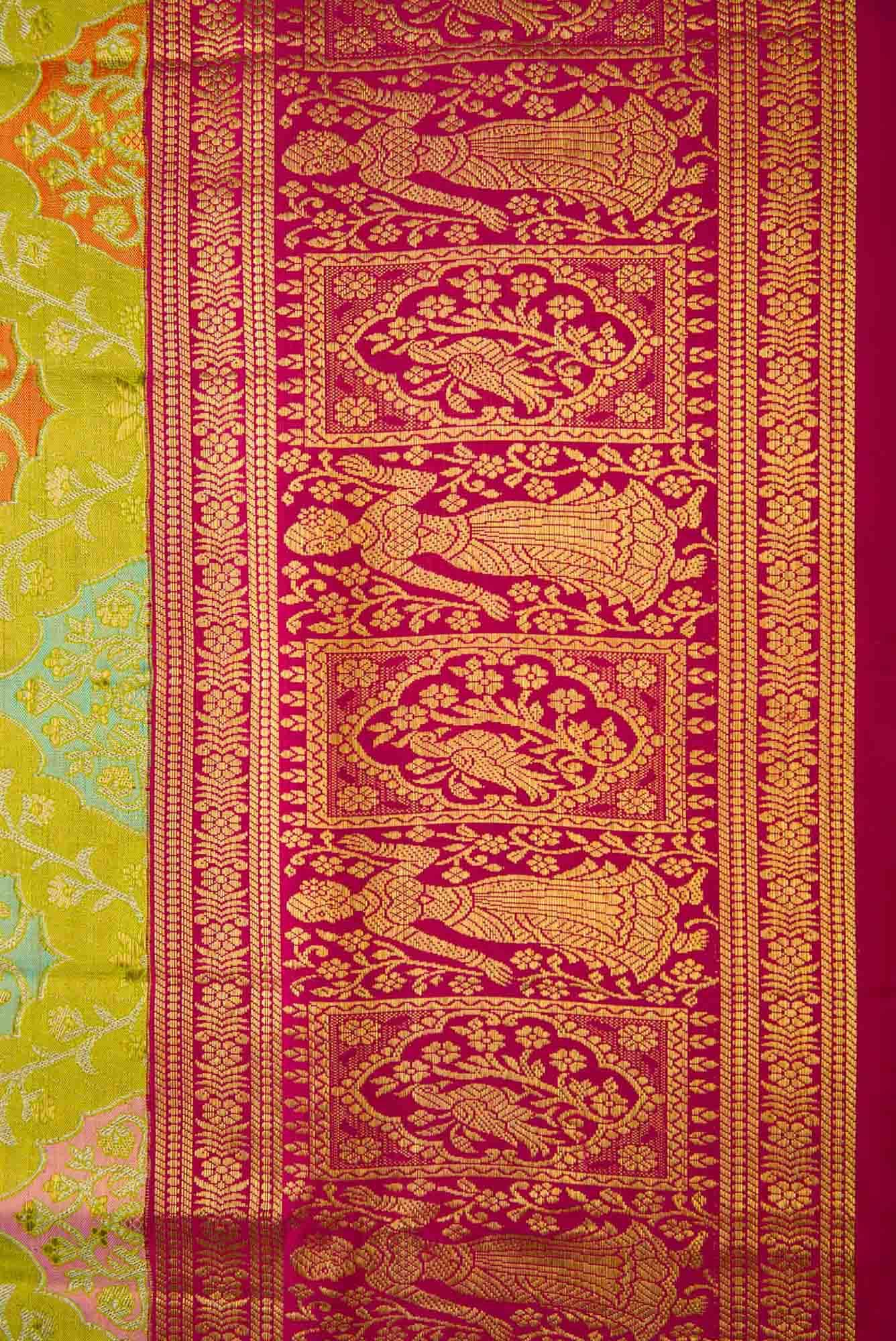 Parrot Green Kanchipuram Tissue Silk Saree