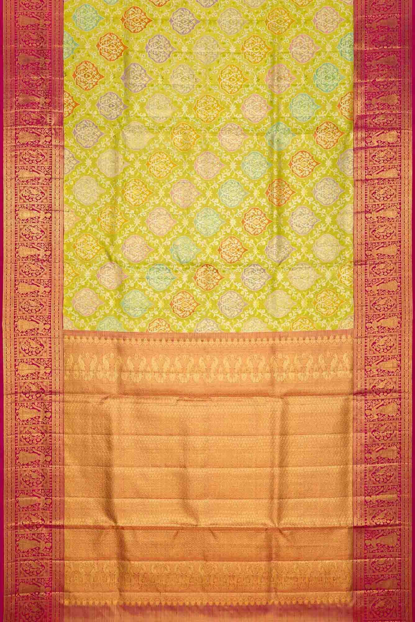 Parrot Green Kanchipuram Tissue Silk Saree