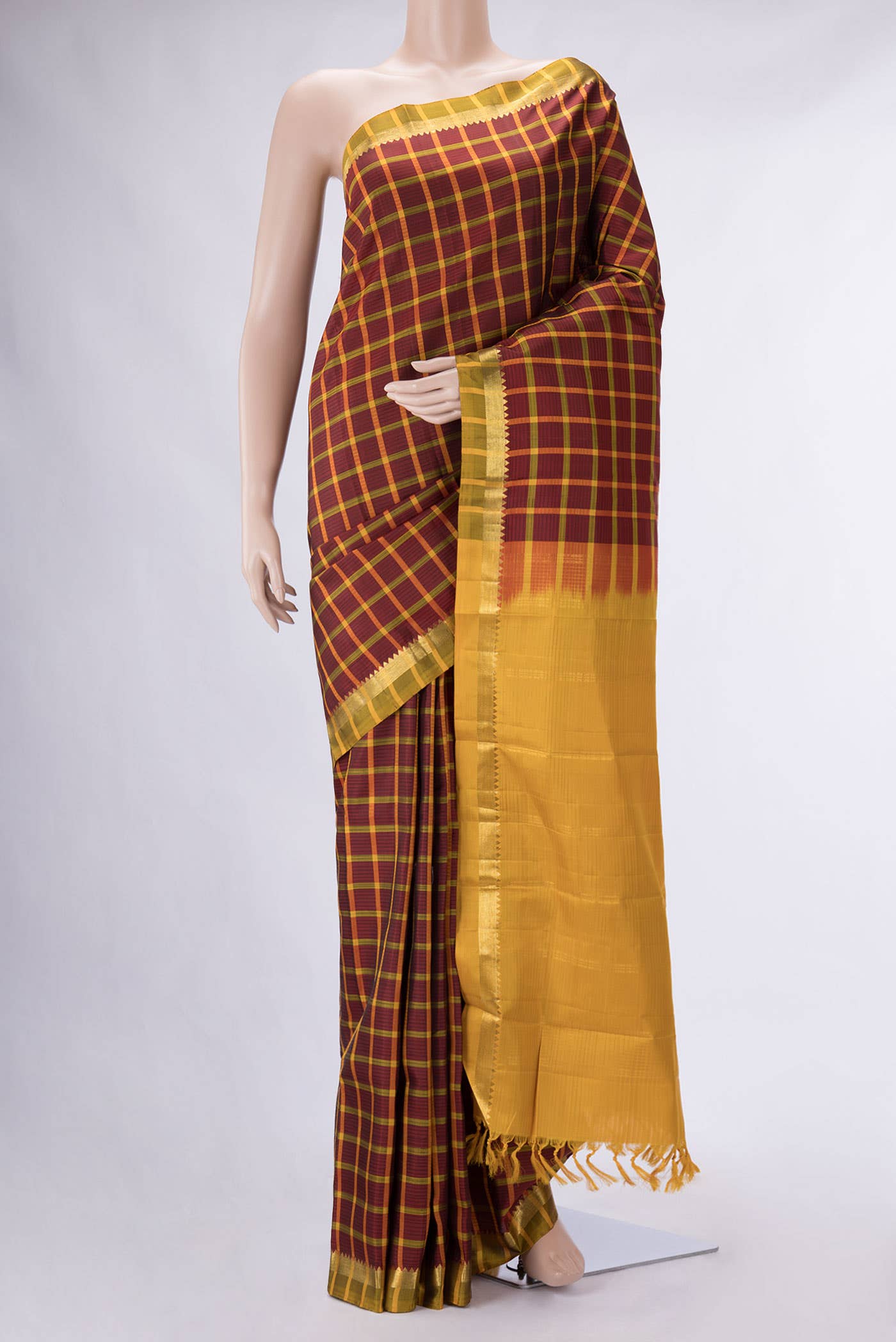 Maroon Dual Tone Kanchipuram Silk Saree