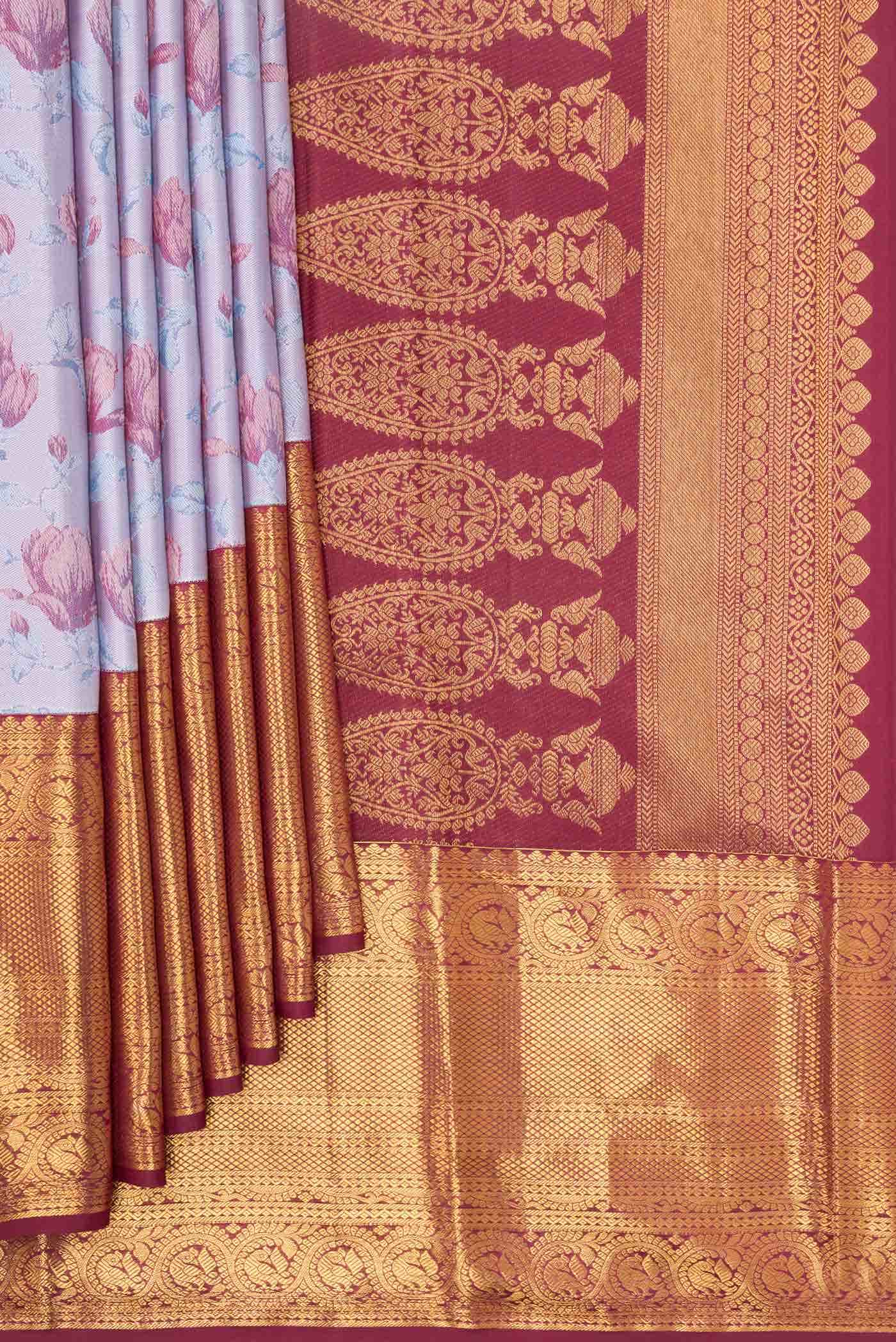 Lavender Kanchipuram Silk Saree
