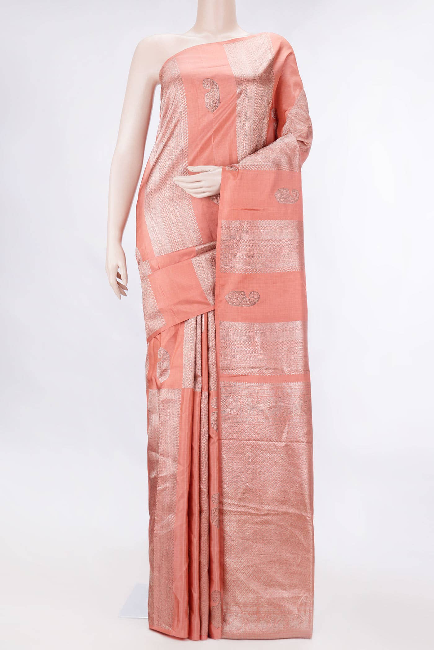 Peach Dual Tone Kanchipuram Silk Saree