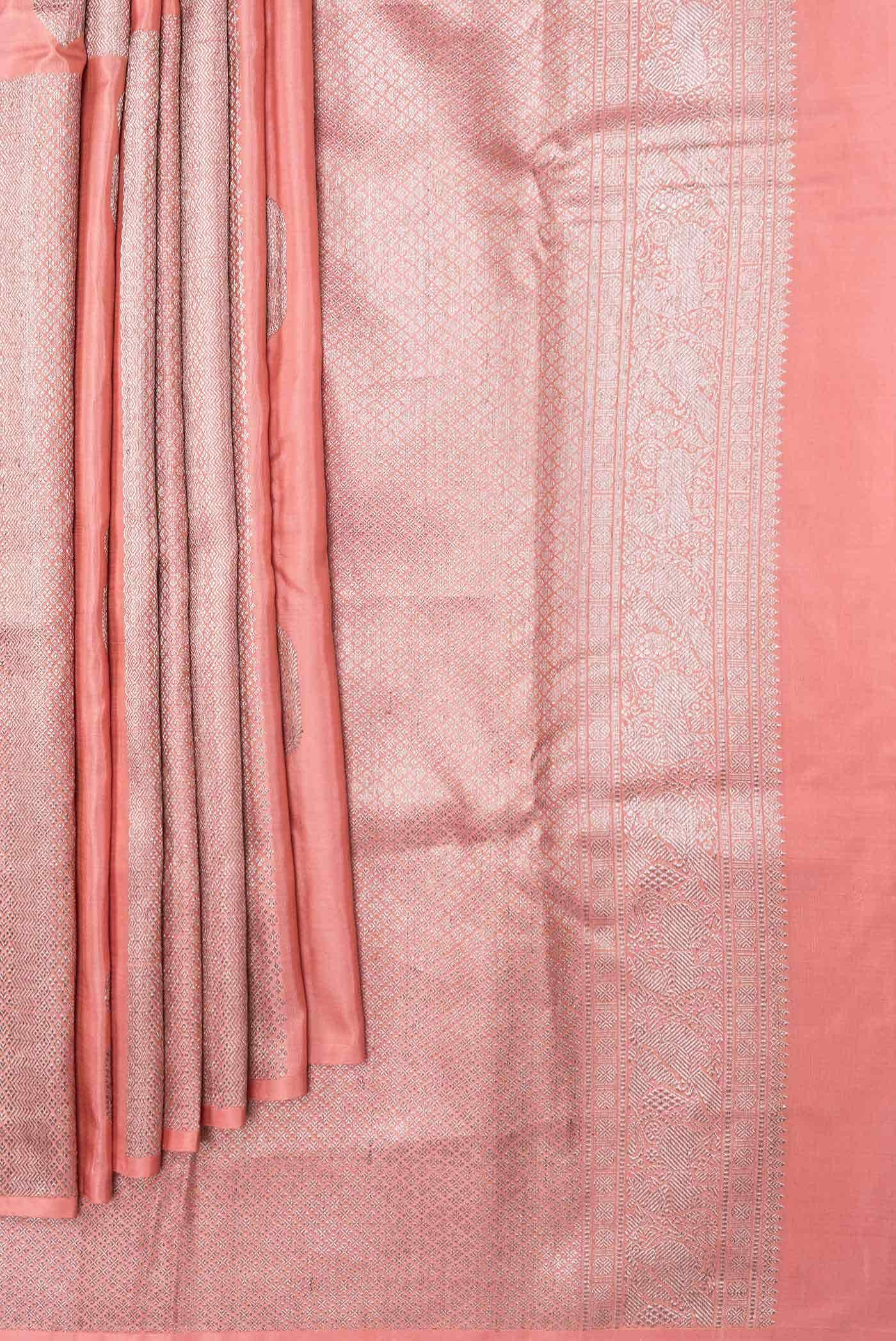 Peach Dual Tone Kanchipuram Silk Saree
