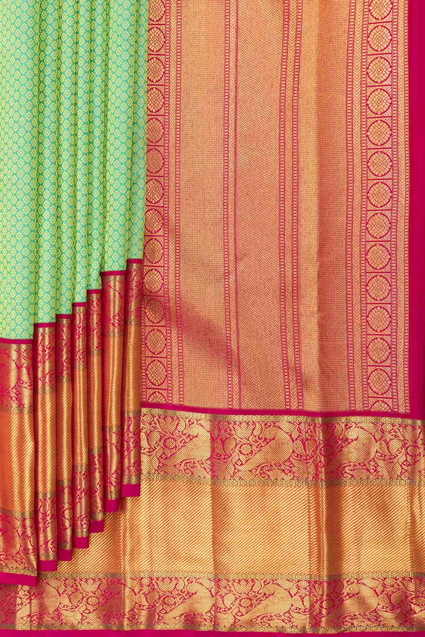 Light Green Dual Tone Kanchipuram Silk Saree