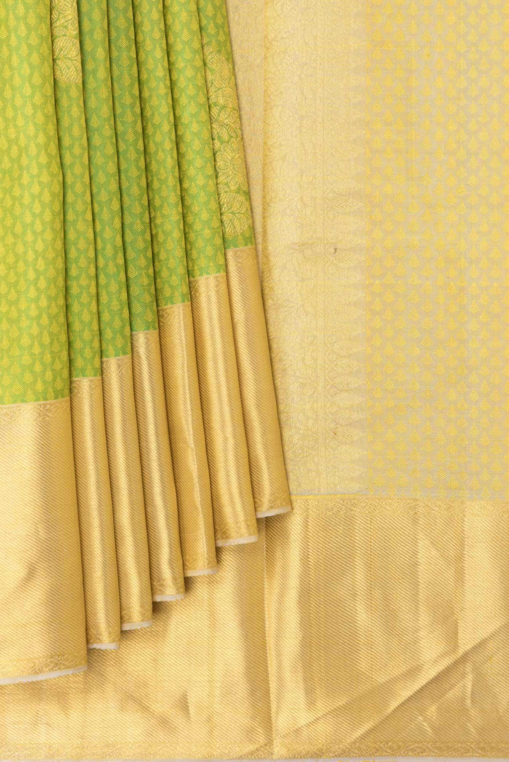 Parrot Green Dual Tone Kanchipuram Silk Saree