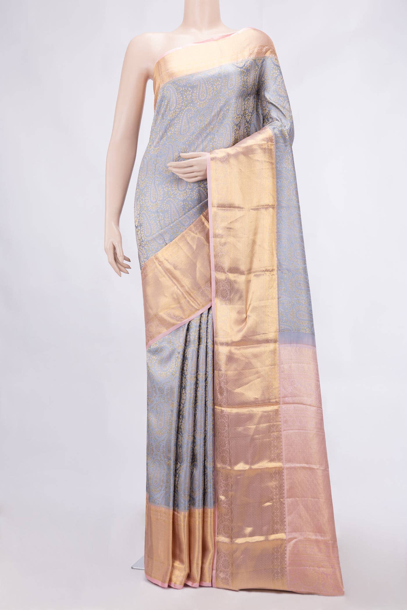 Light Blue Dual Tone Kanchipuram Silk Saree