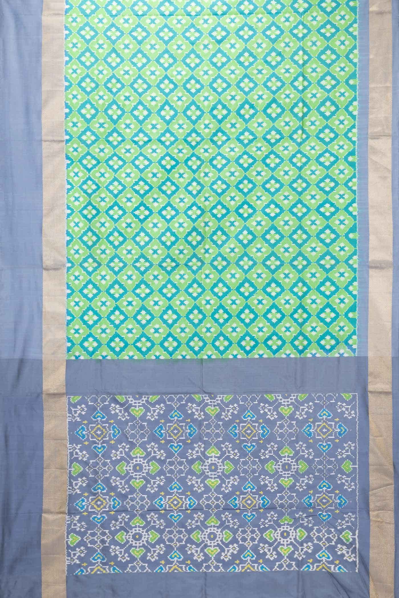 Green Dual Tone Double Ikat Saree