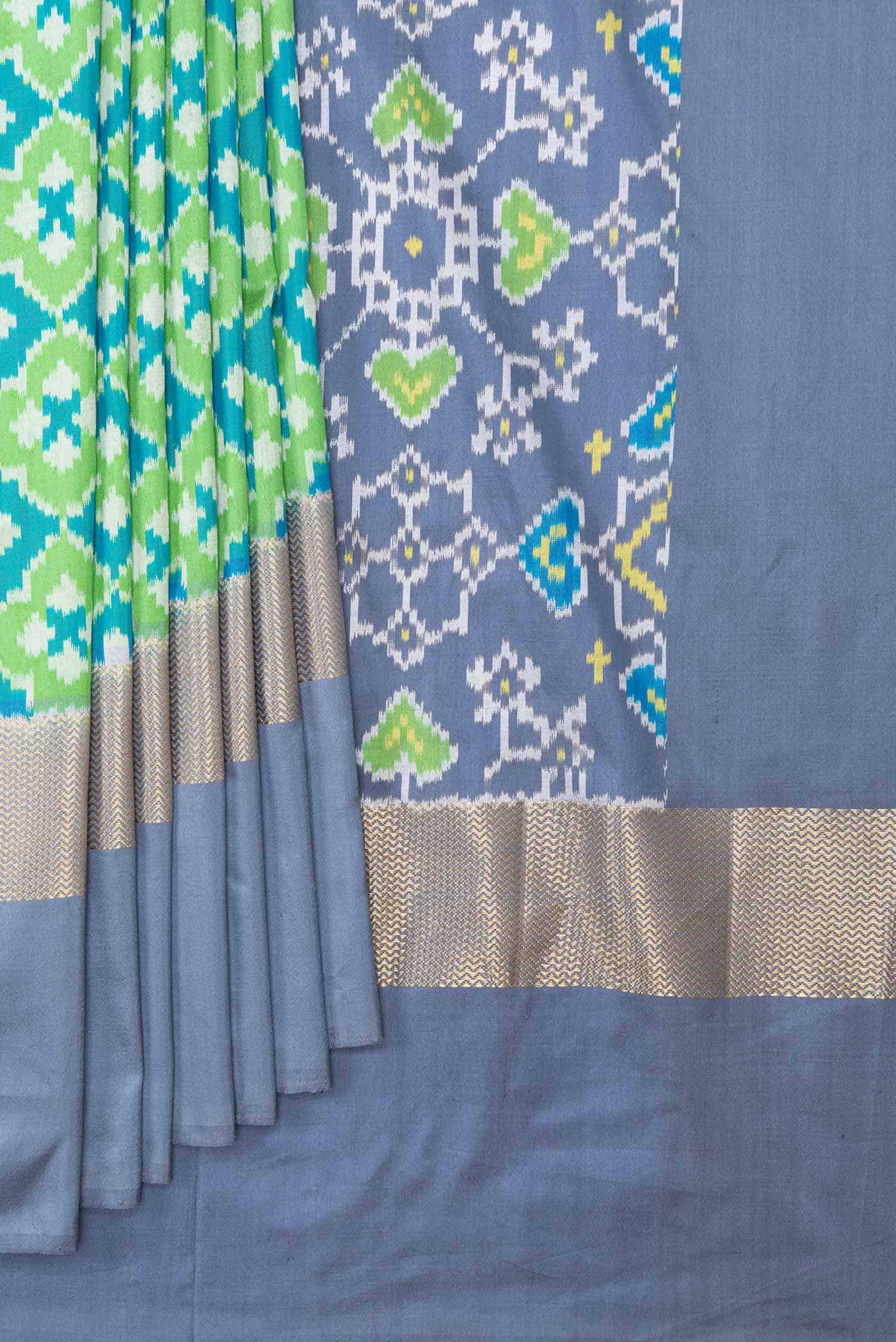 Green Dual Tone Double Ikat Saree