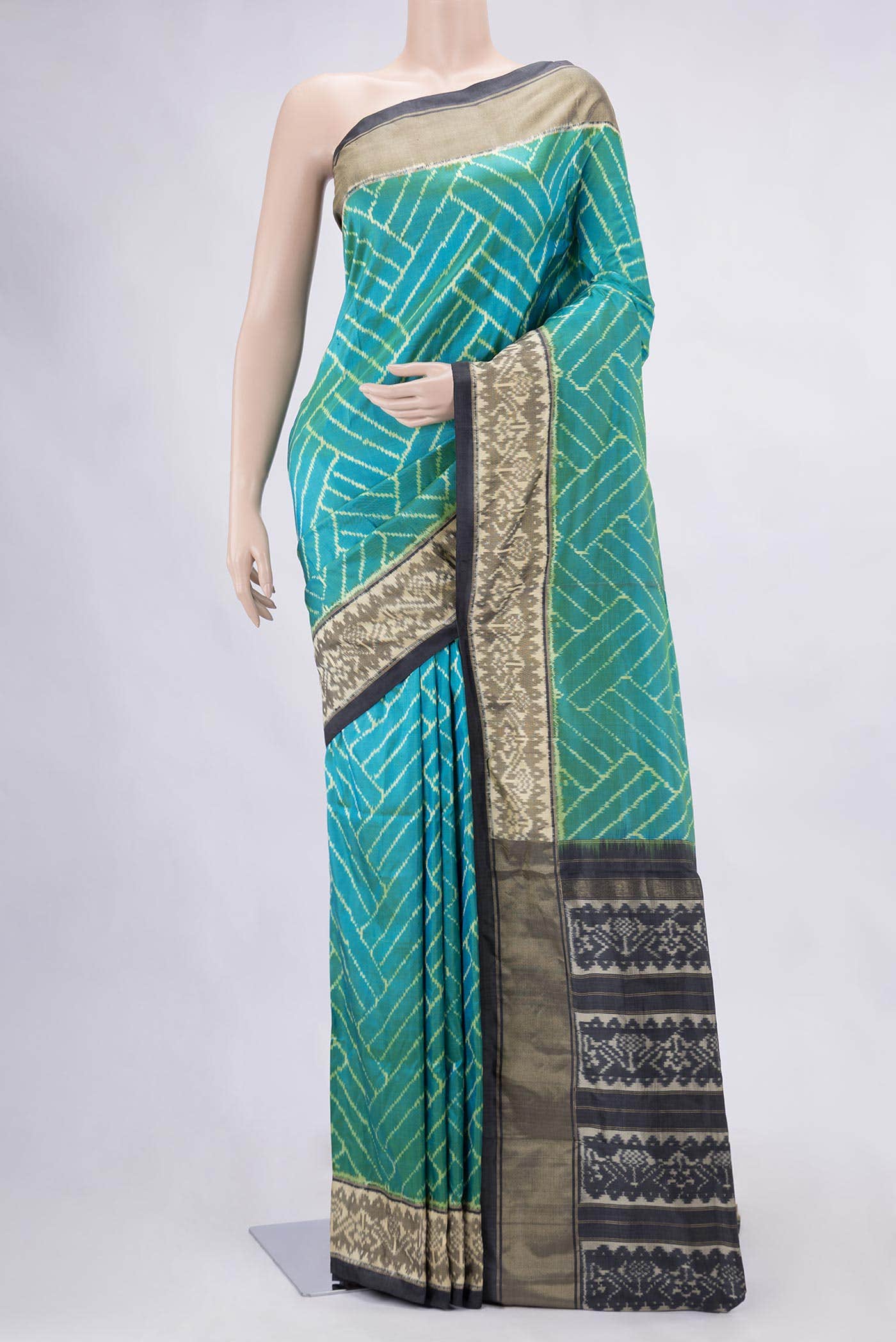 Green Dual Tone Double Ikat Saree