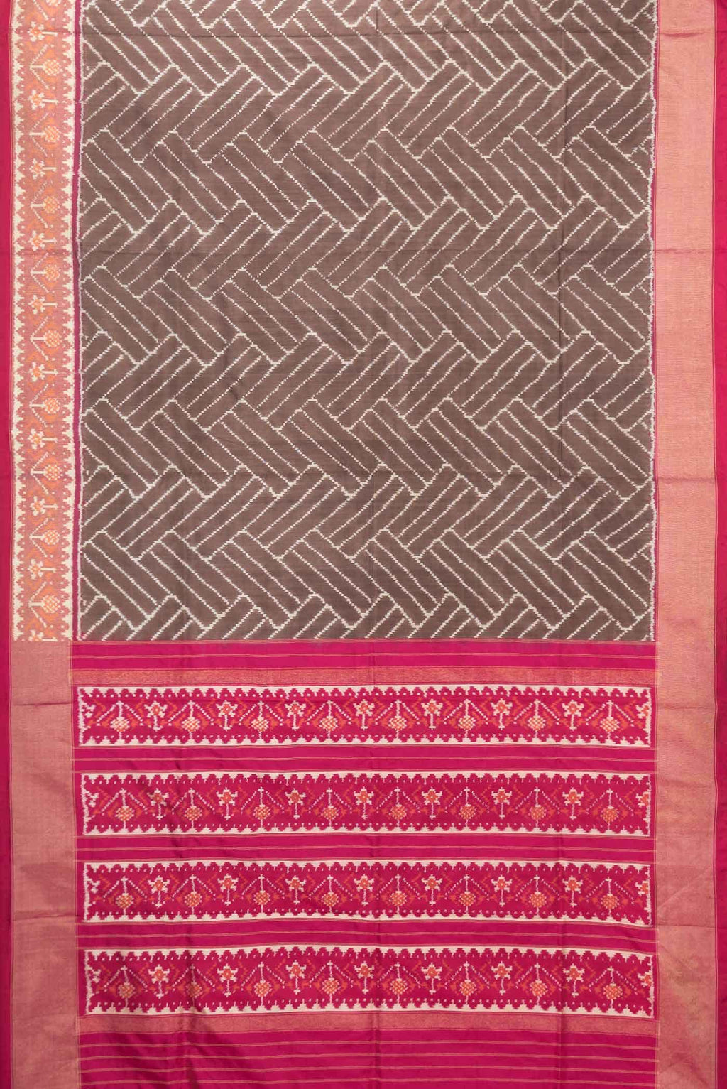 Brown Dual Tone Double Ikat Saree