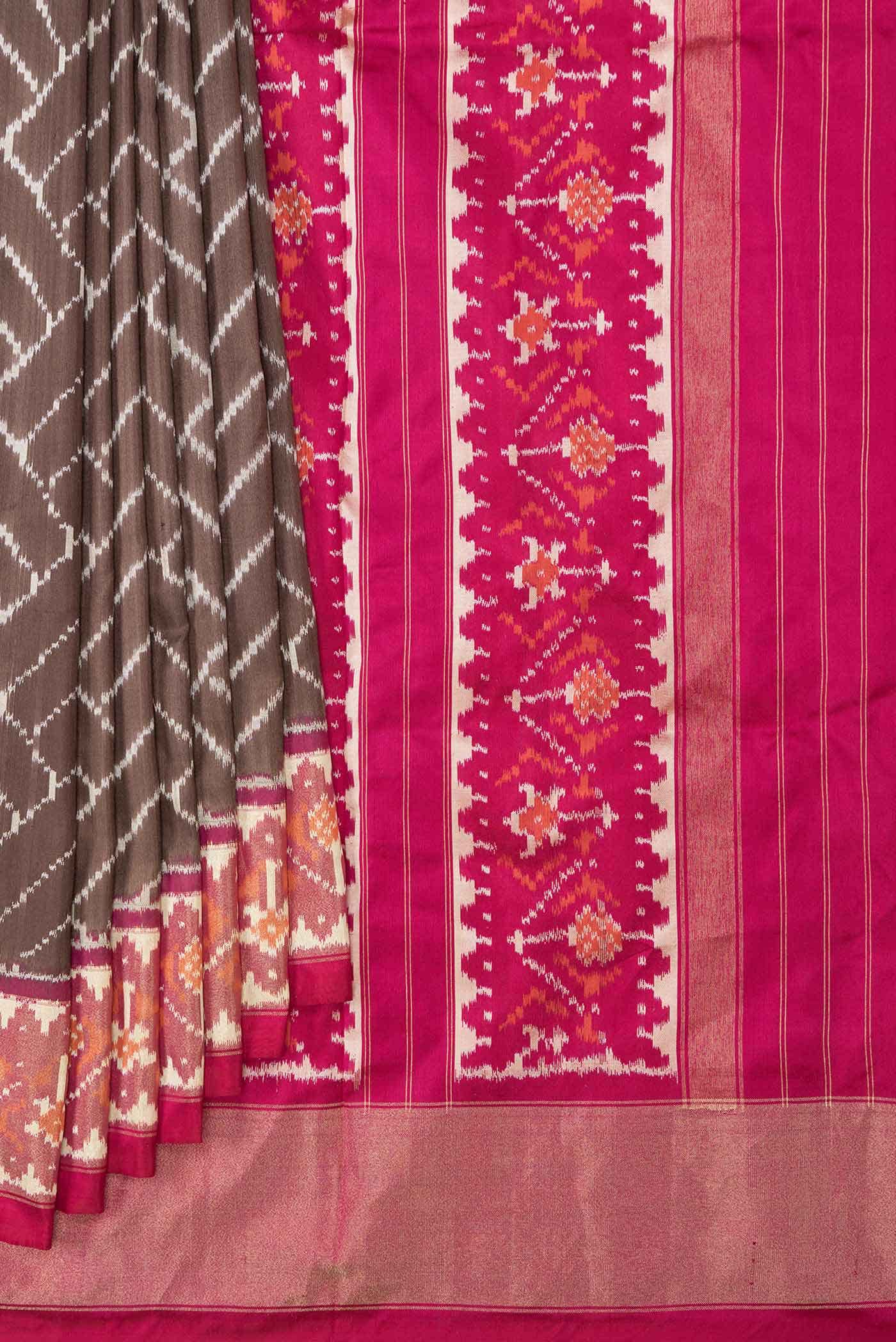 Brown Dual Tone Double Ikat Saree