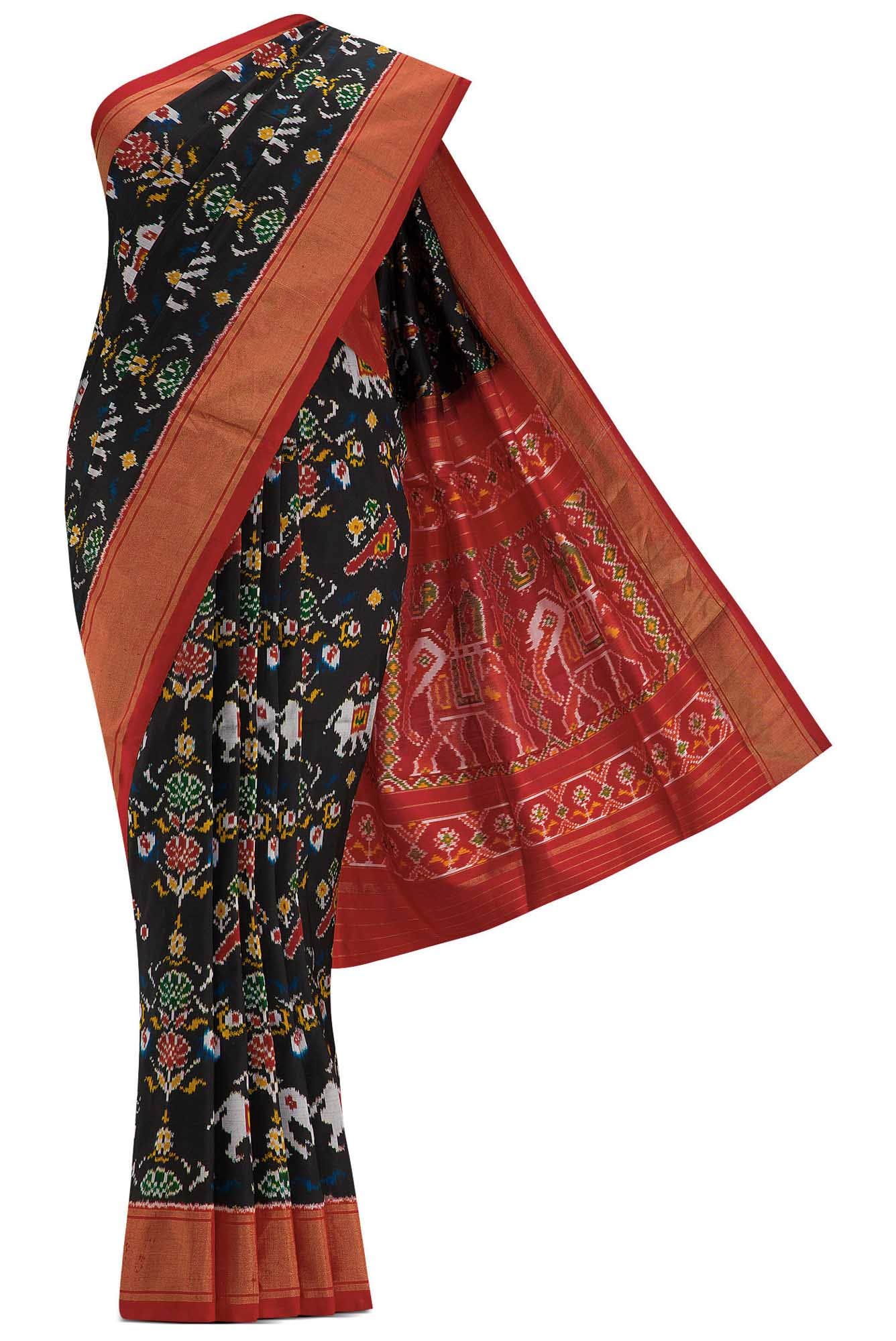 Black Dual Tone Double Ikat Saree