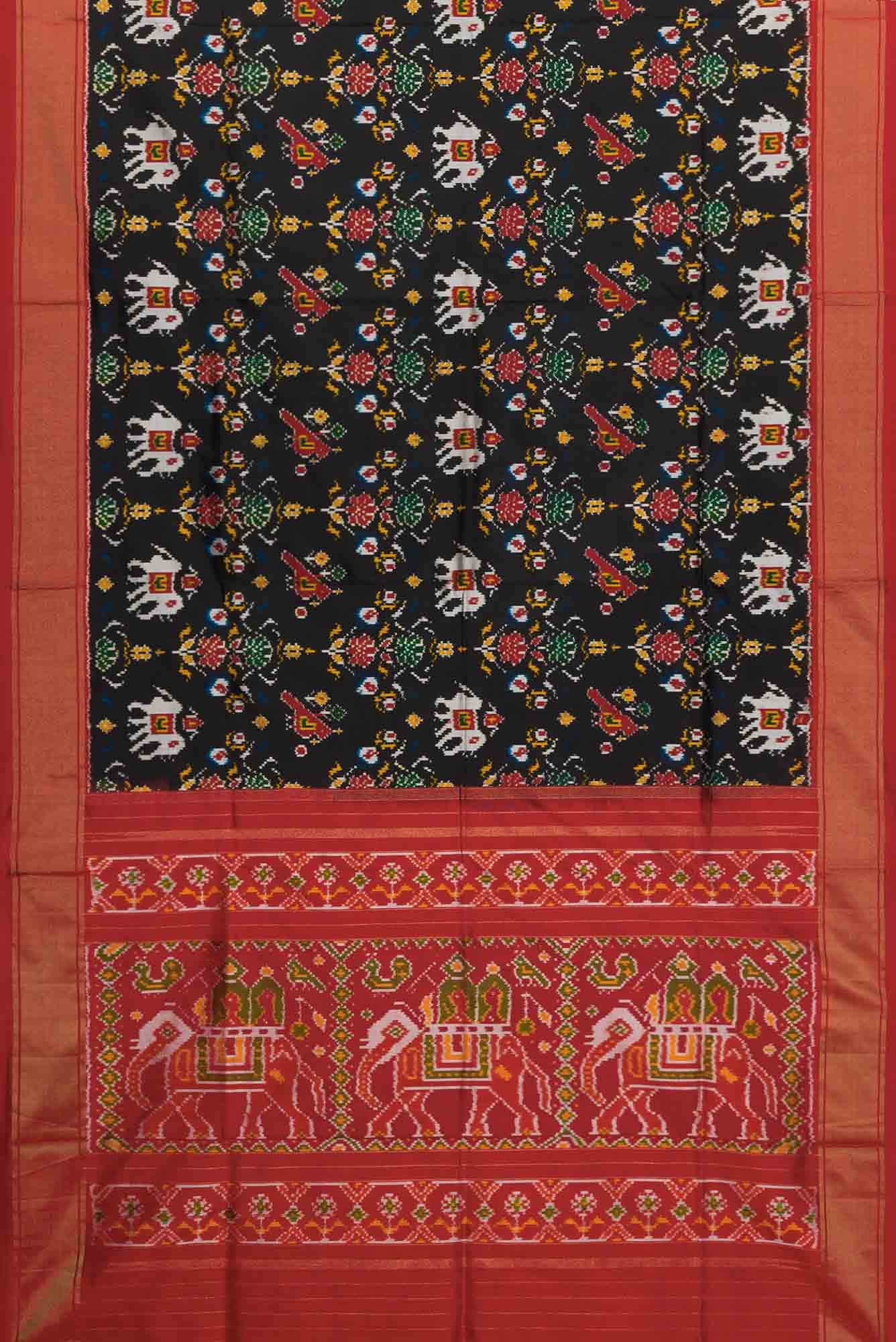 Black Dual Tone Double Ikat Saree