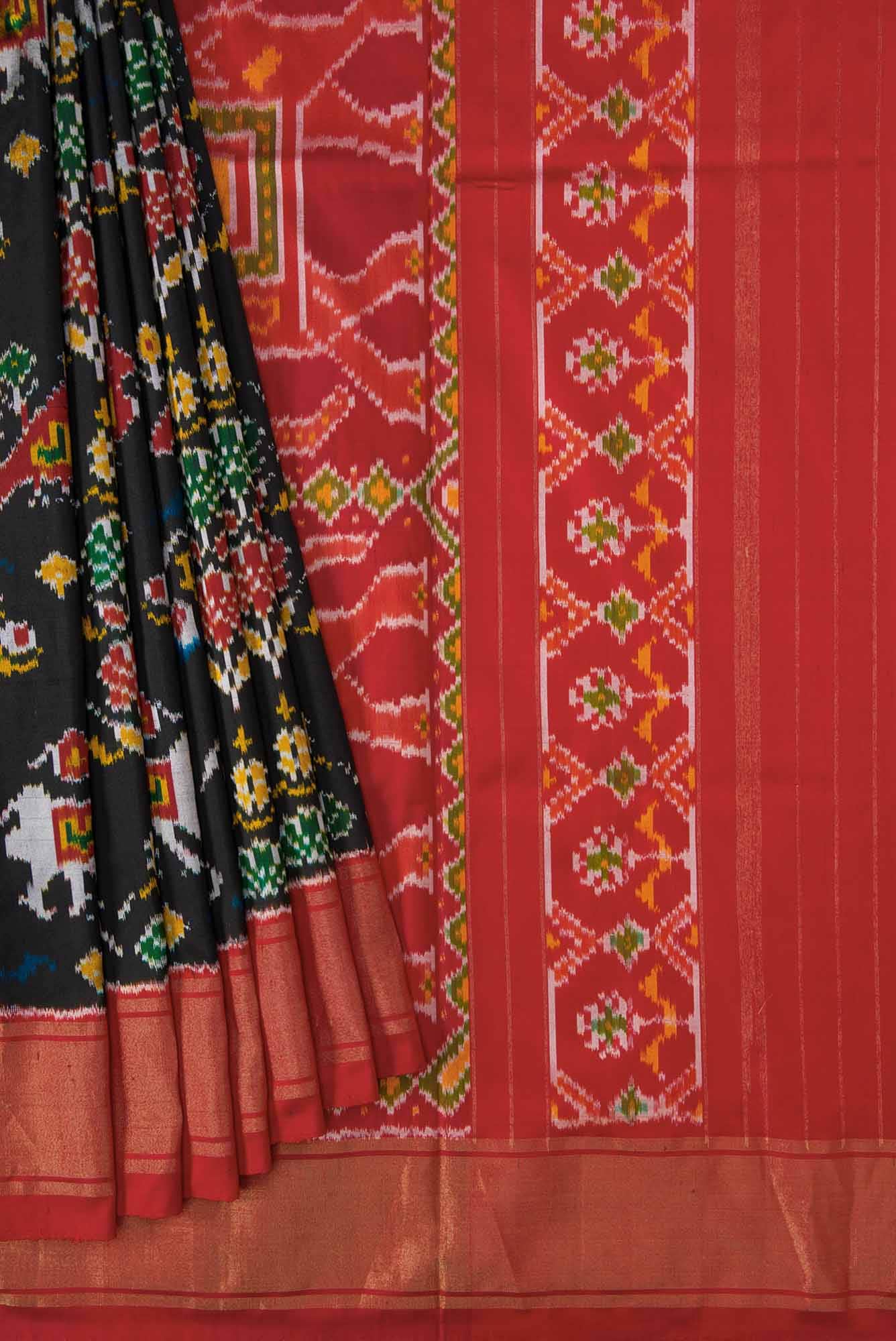 Black Dual Tone Double Ikat Saree