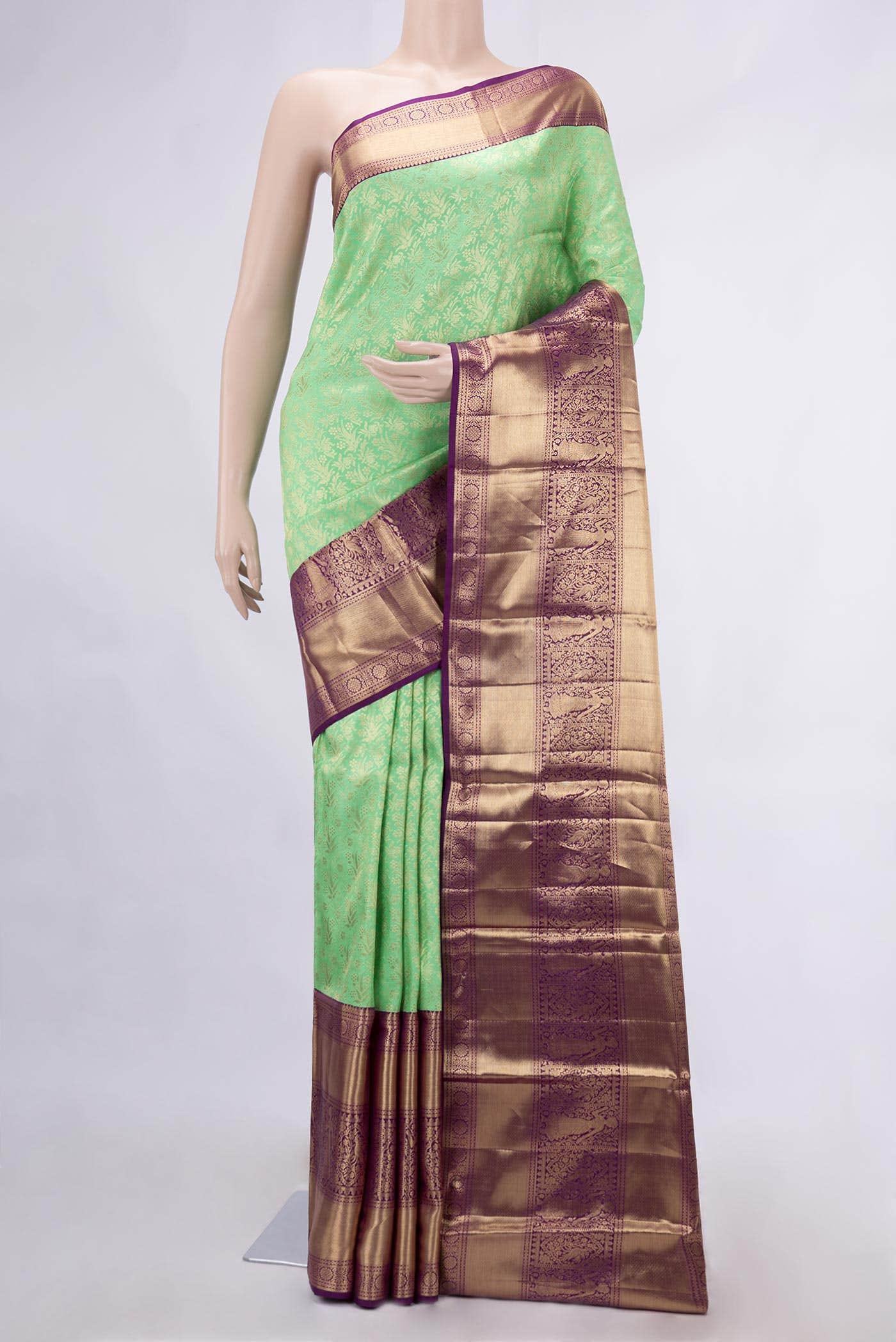 Green Dual Tone Kanchipuram Silk Saree