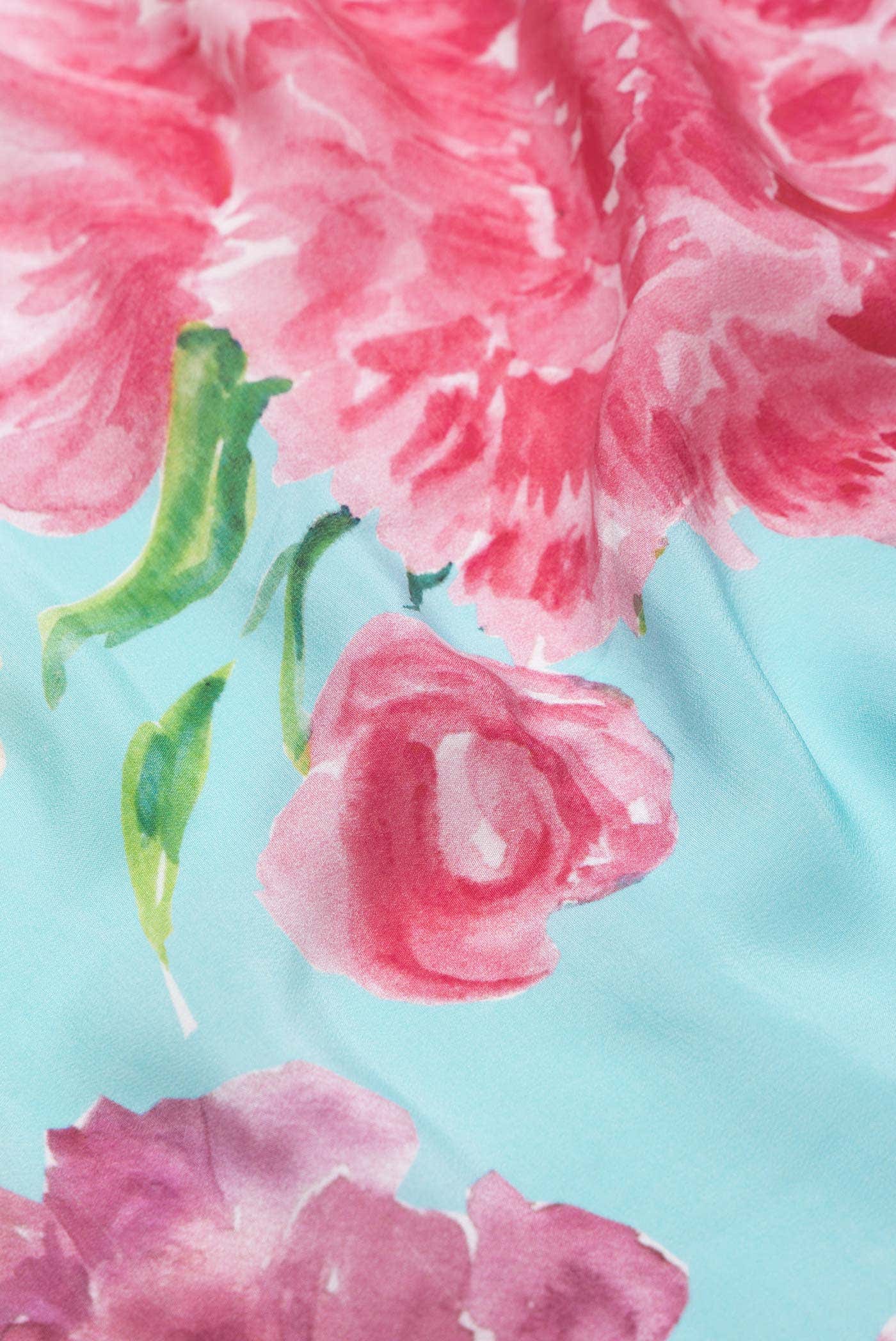Sky Blue Mysore Crepe Saree