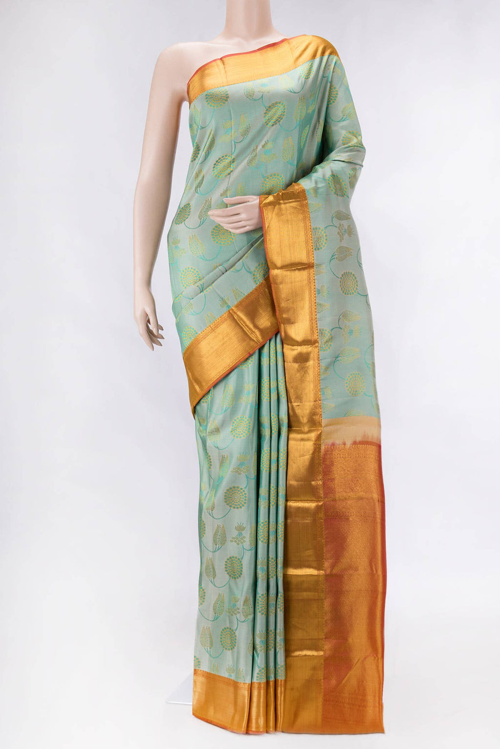 Light Green Dual Tone Kanchipuram Silk Saree