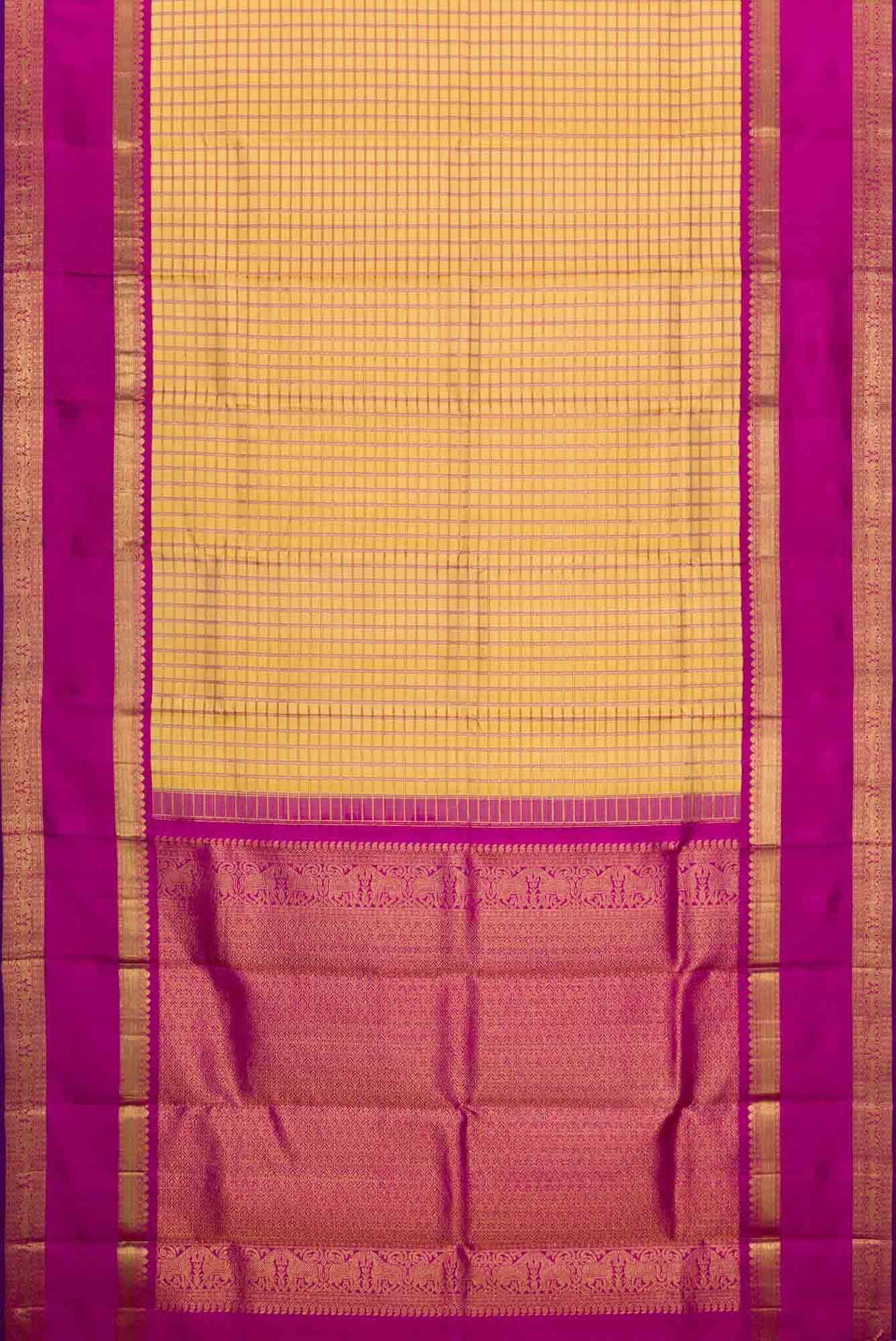 Pure Silk Pure Zari Sandal Dual Tone Kanchipuram Saree