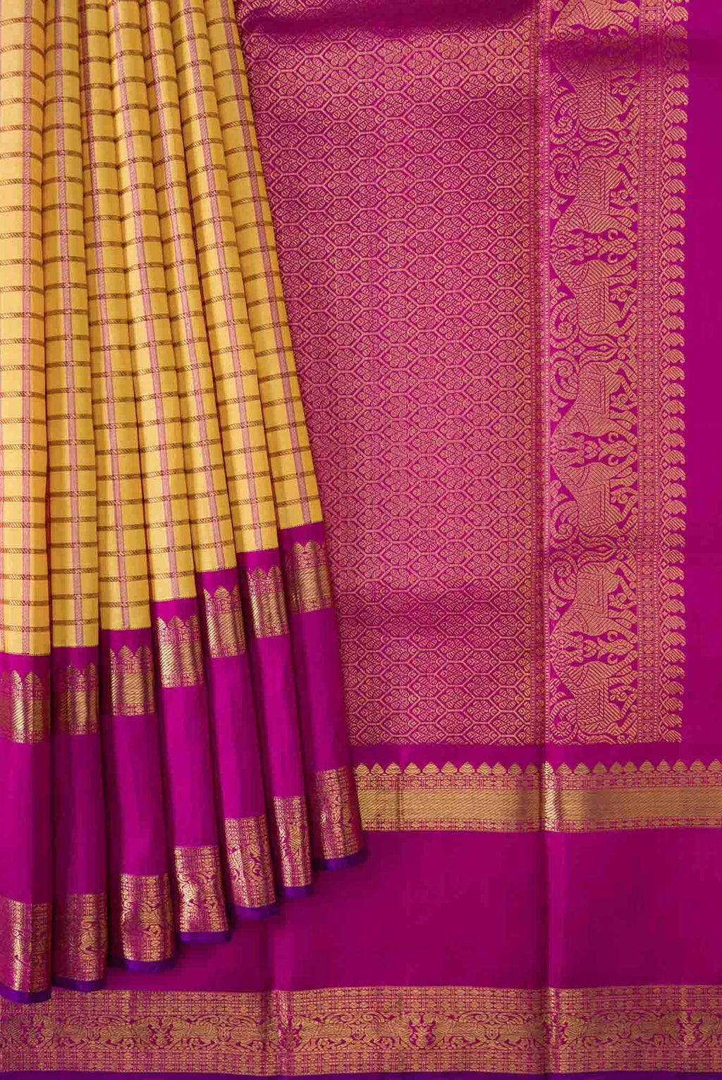 Pure Silk Pure Zari Sandal Dual Tone Kanchipuram Saree