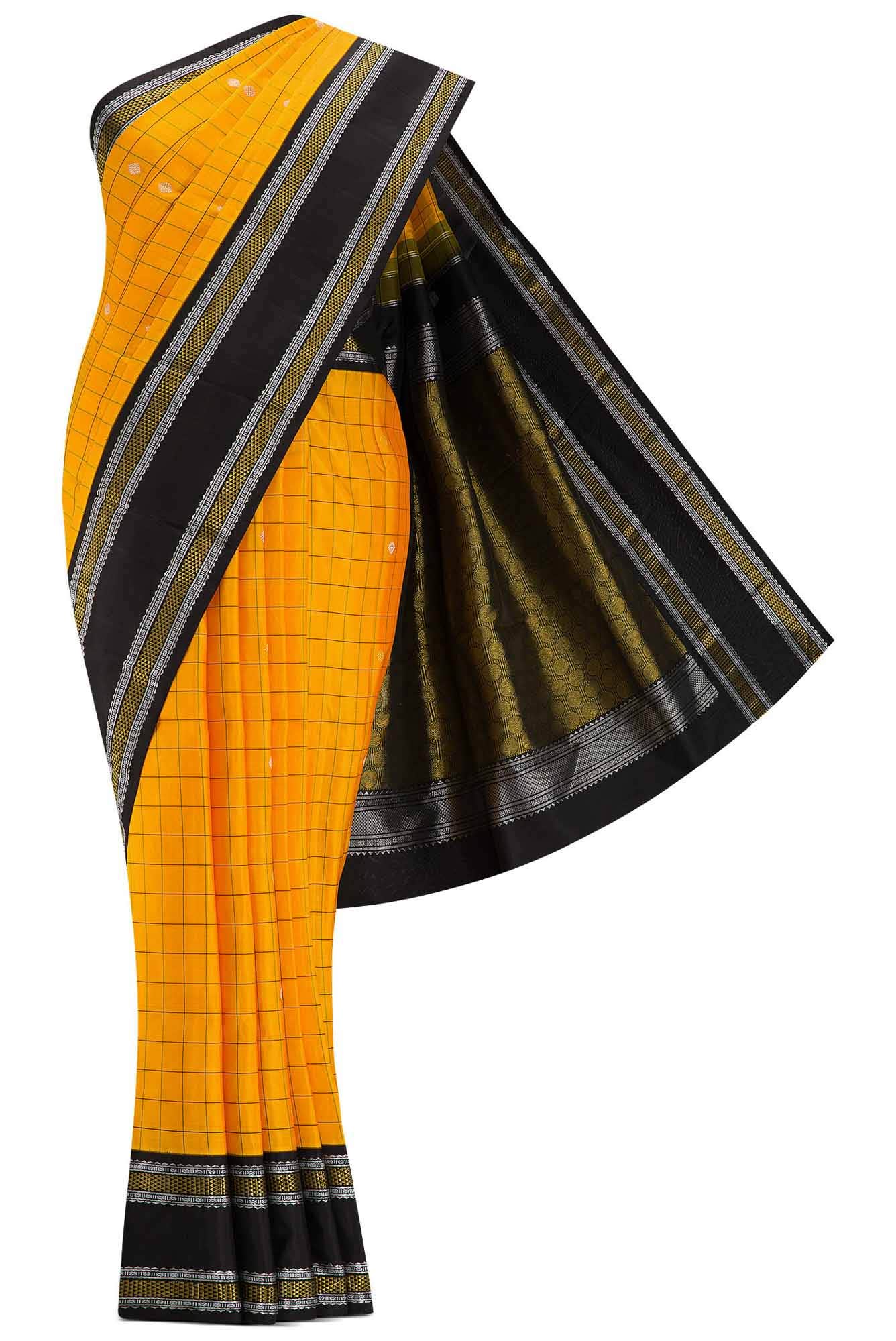 Pure Silk Pure Zari Yellow Dual Tone Kanchipuram Saree