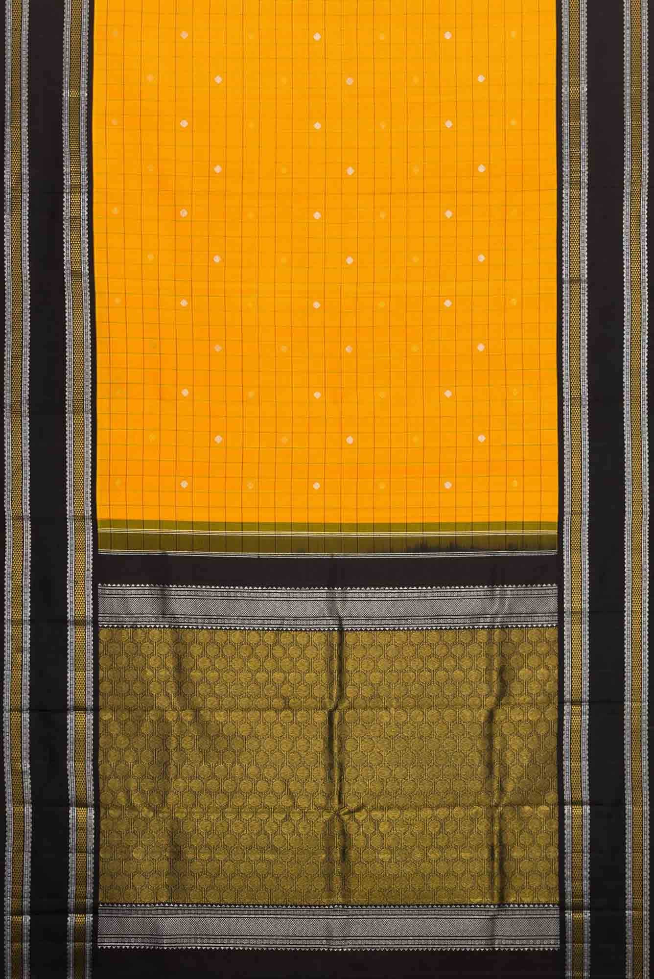 Pure Silk Pure Zari Yellow Dual Tone Kanchipuram Saree