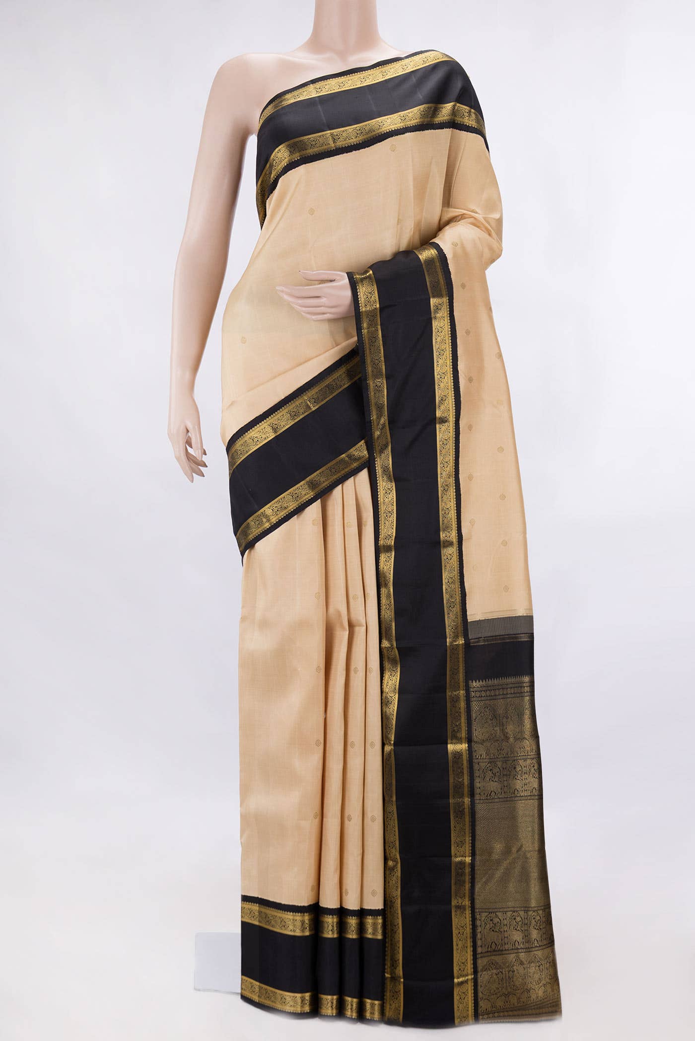 Pure Silk Pure Zari Sandal Dual Tone Kanchipuram Saree