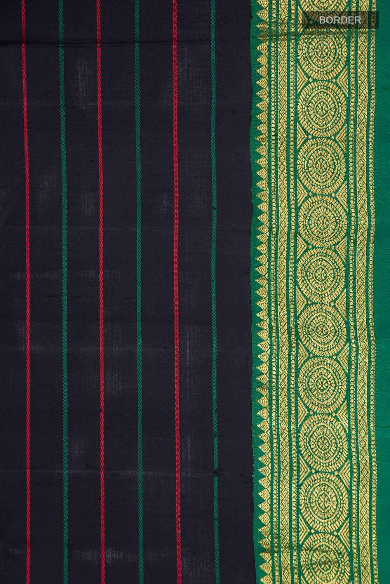 Pure Silk Pure Zari Black Kanchipuram Saree