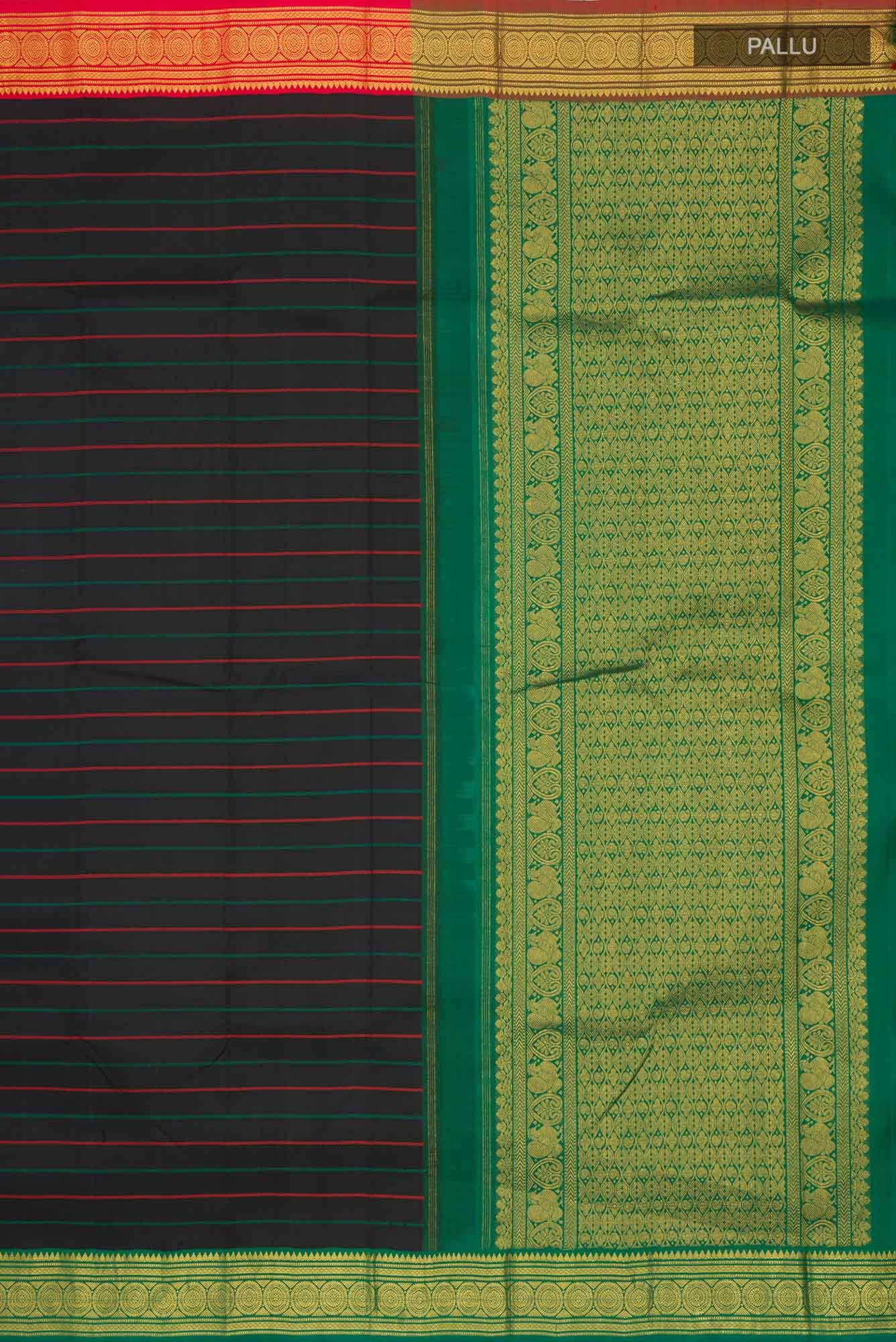 Pure Silk Pure Zari Black Kanchipuram Saree