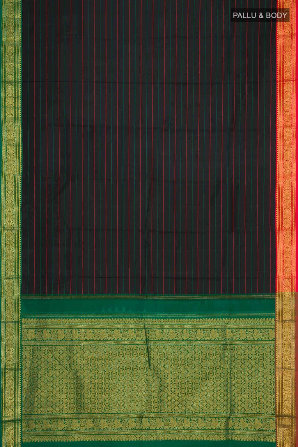 Pure Silk Pure Zari Black Kanchipuram Saree