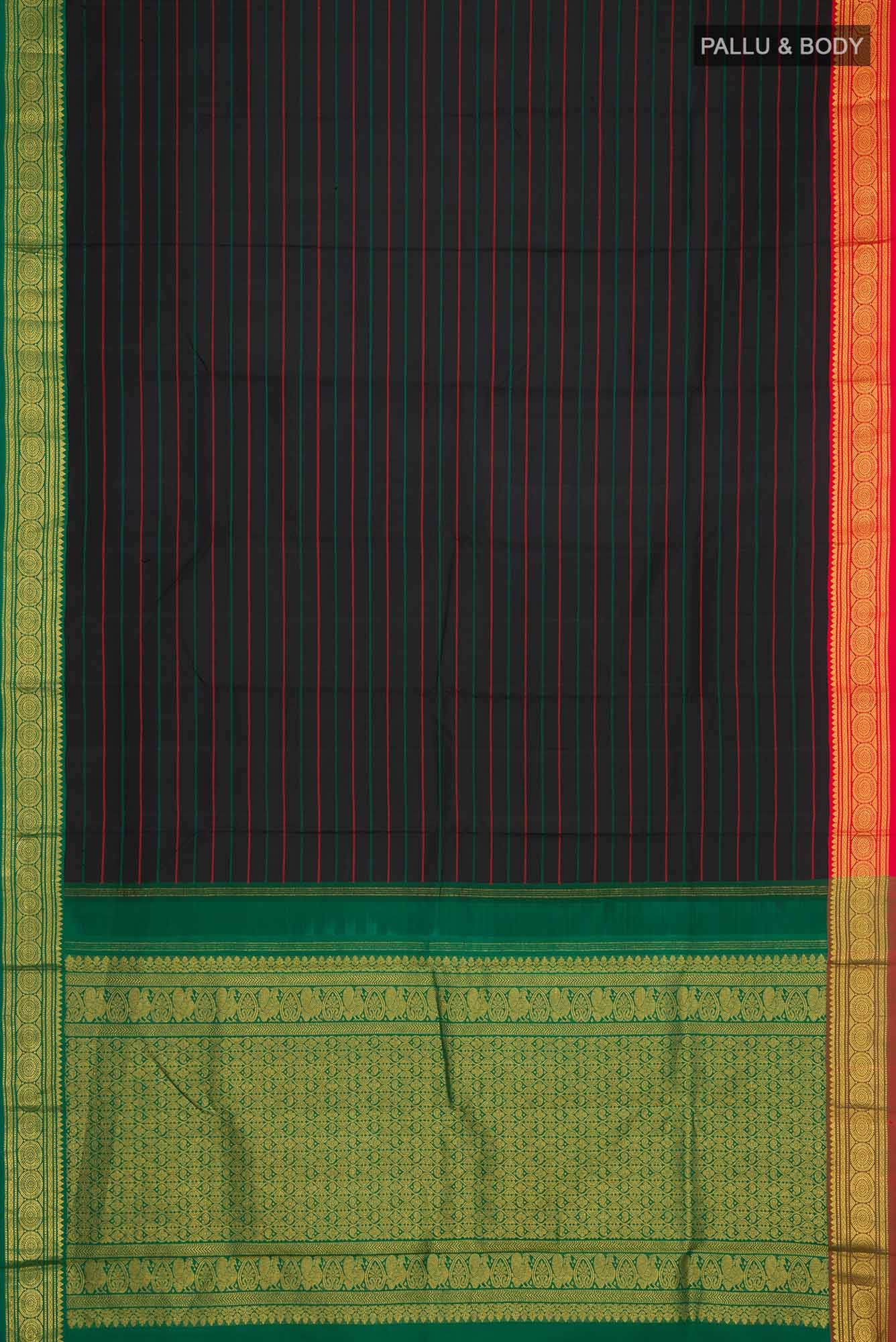 Pure Silk Pure Zari Black Kanchipuram Saree
