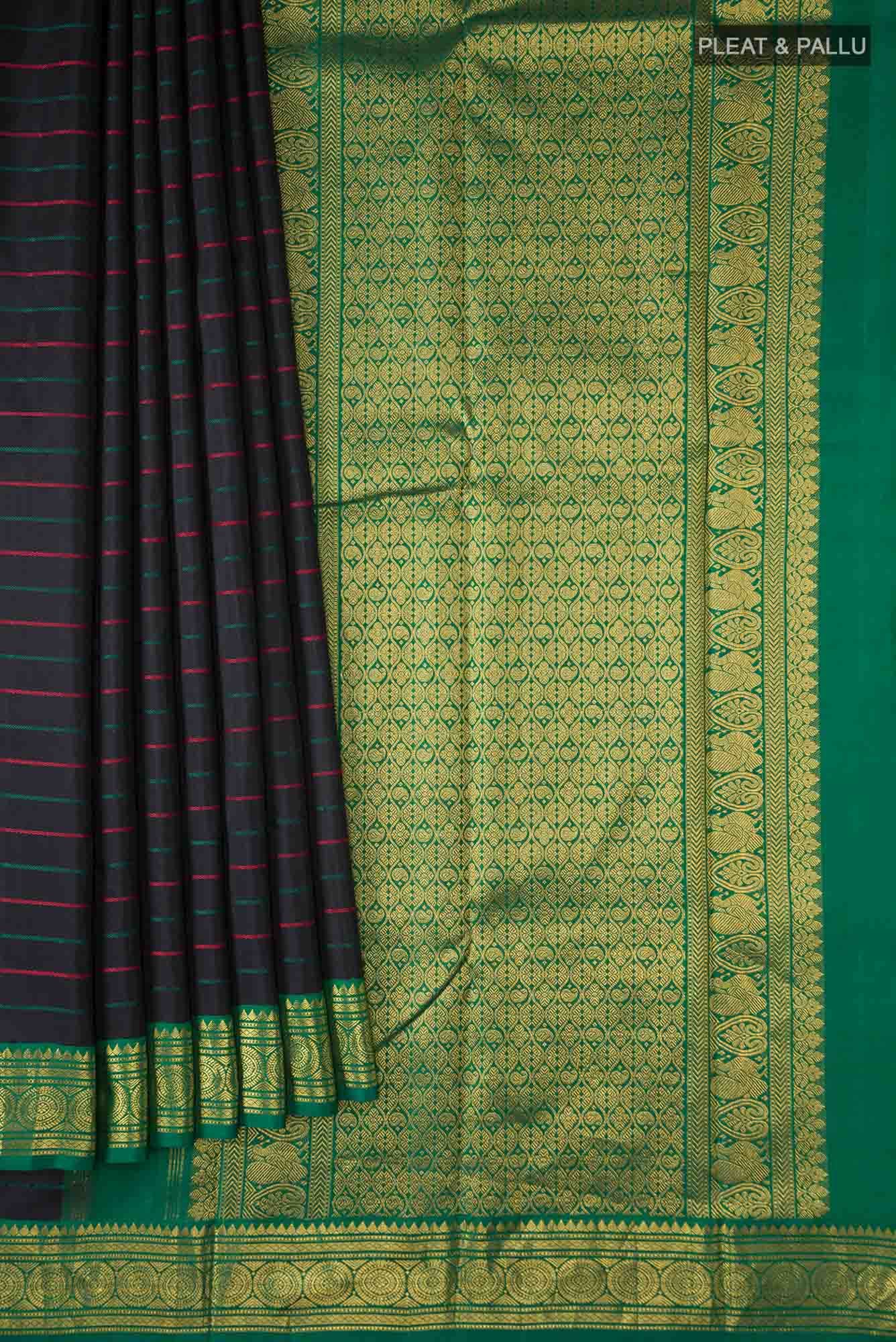 Pure Silk Pure Zari Black Kanchipuram Saree