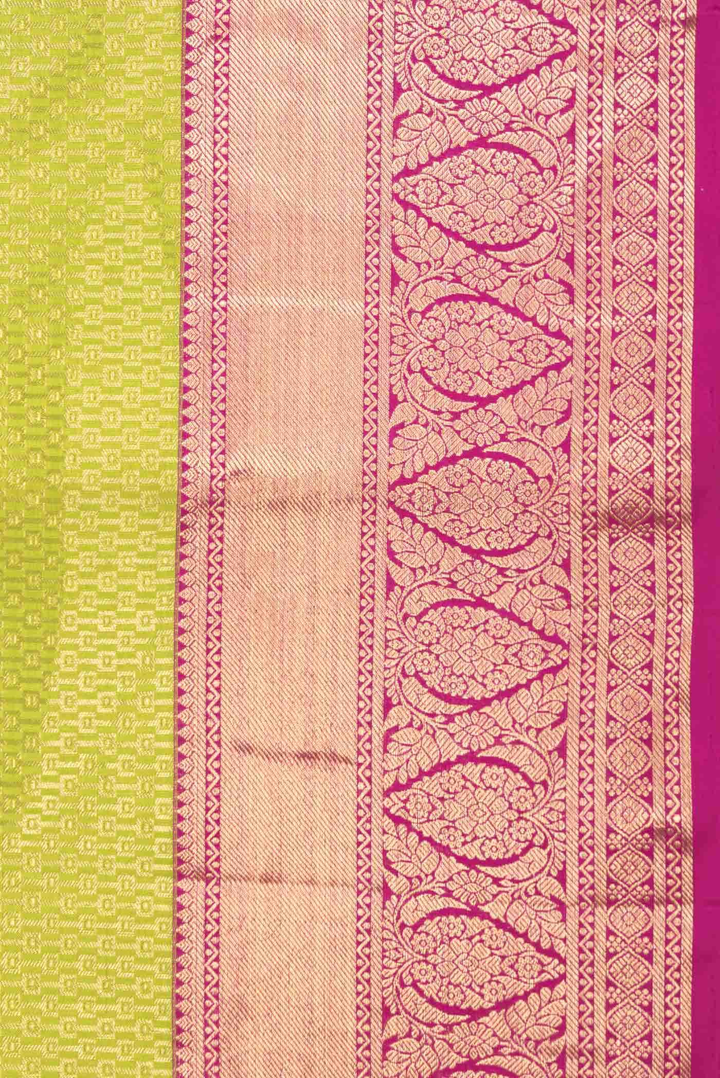 Parrot Green Dual Tone Kanchipuram Silk Saree