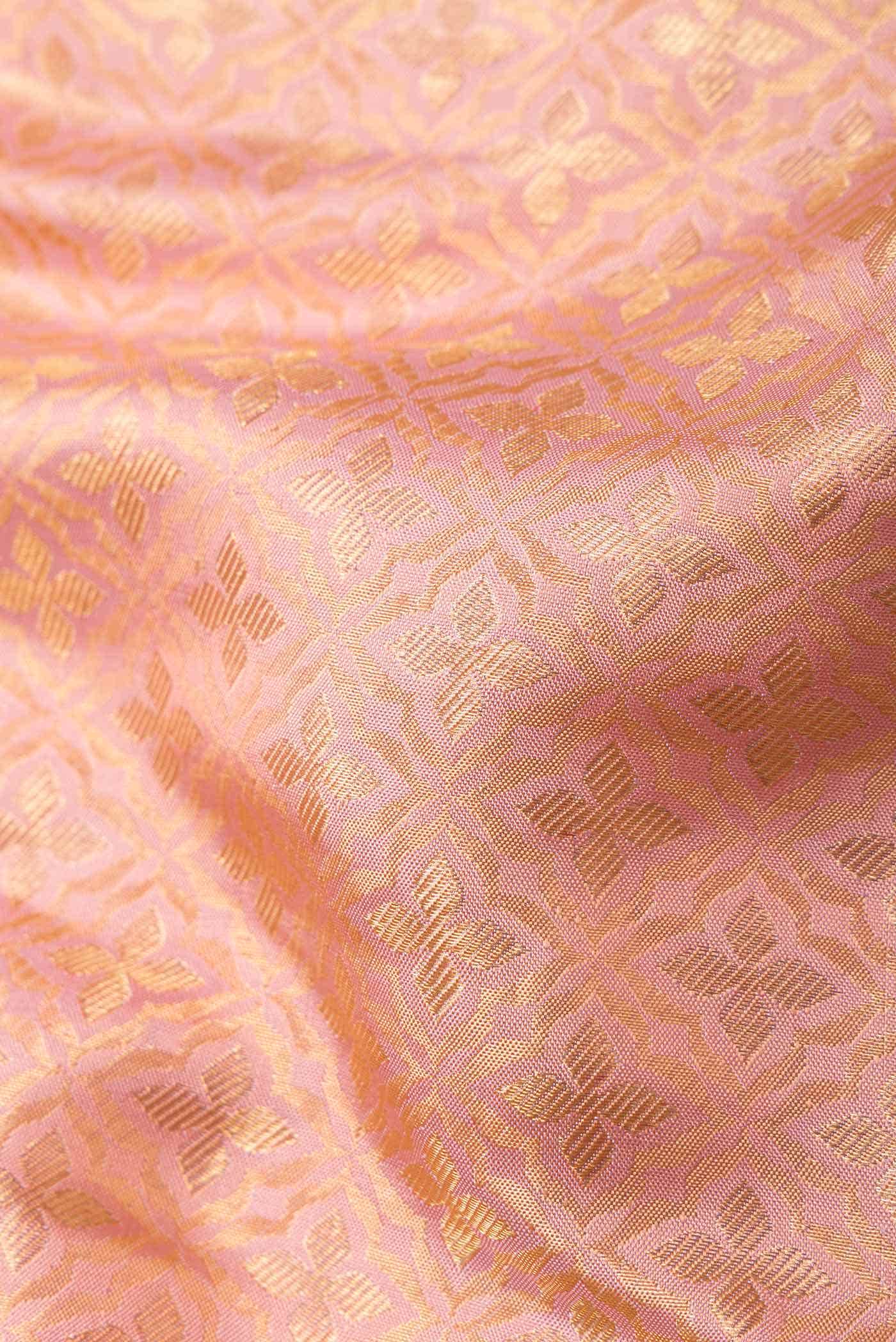 Golden Peach Kanchipuram Silk Saree