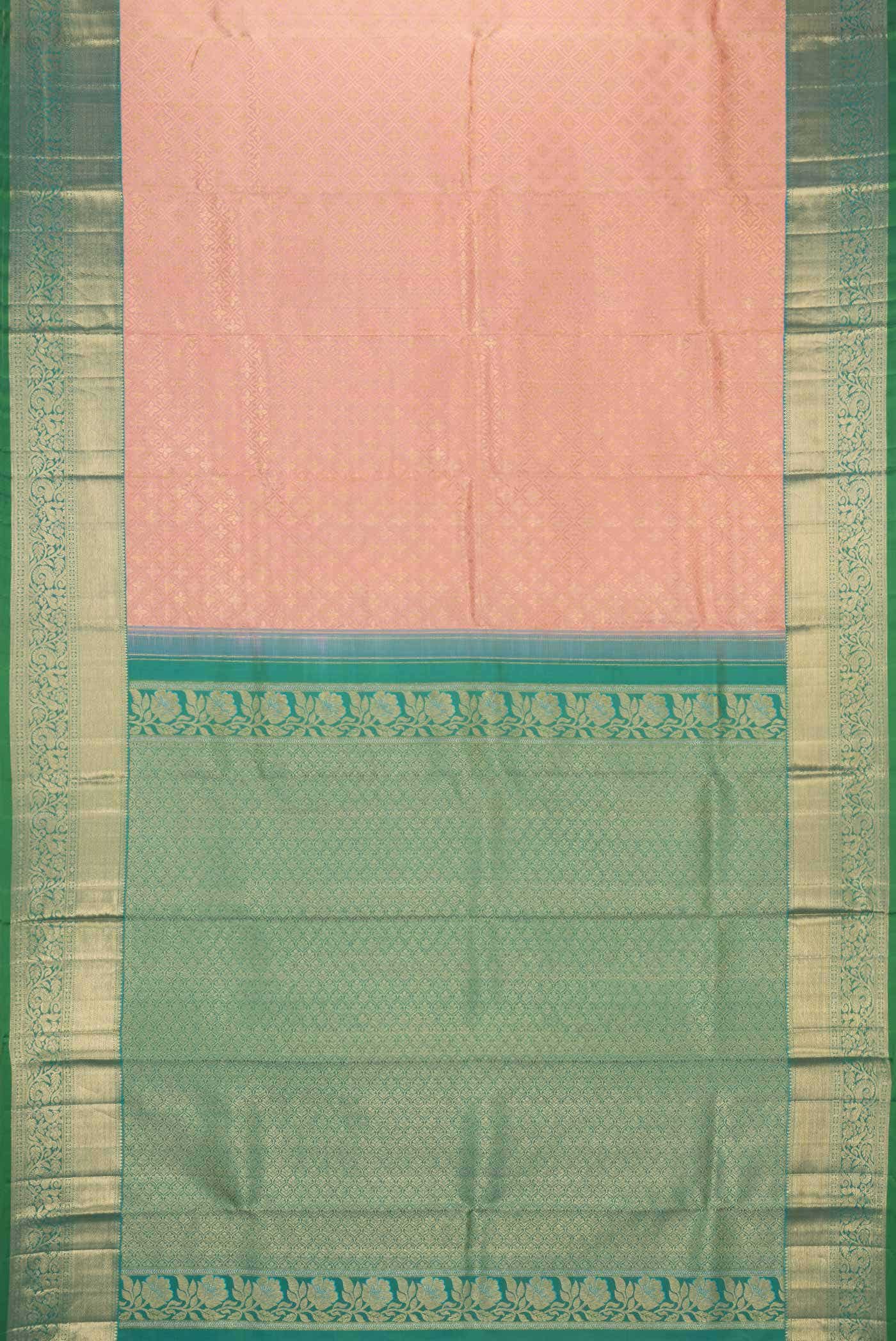 Golden Peach Kanchipuram Silk Saree