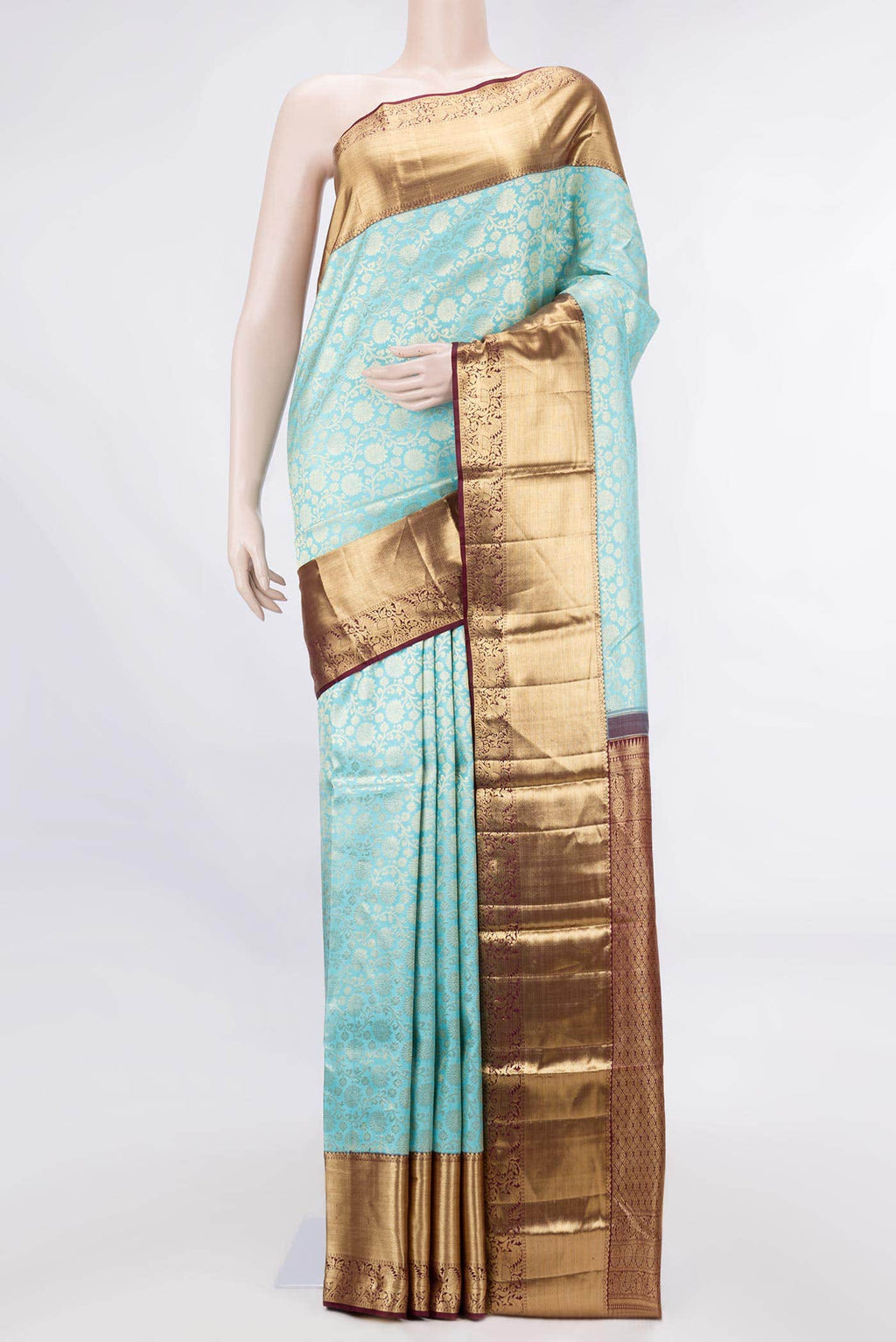 Sky Blue Dual Tone Kanchipuram Silk Saree