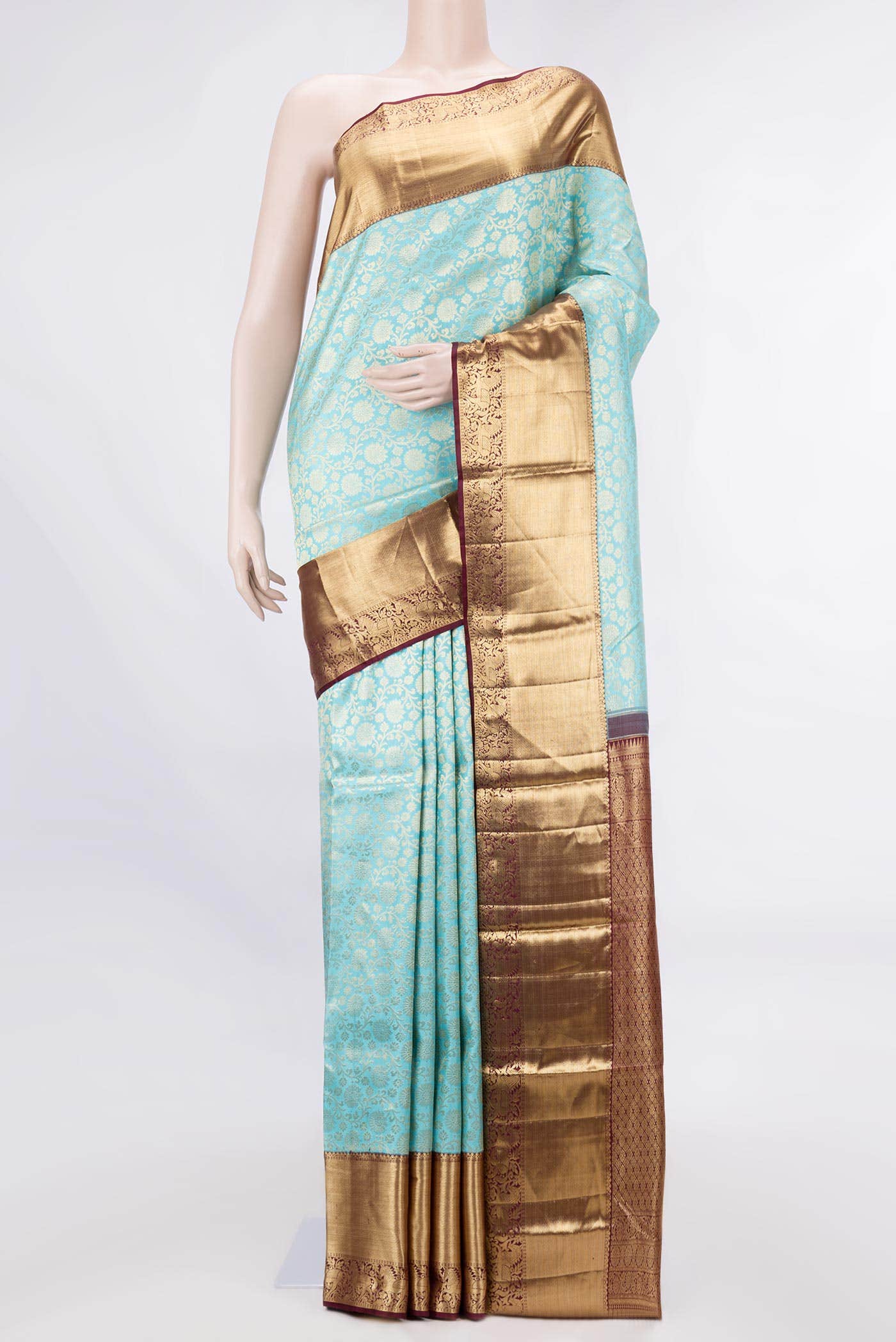 Sky Blue Dual Tone Kanchipuram Silk Saree