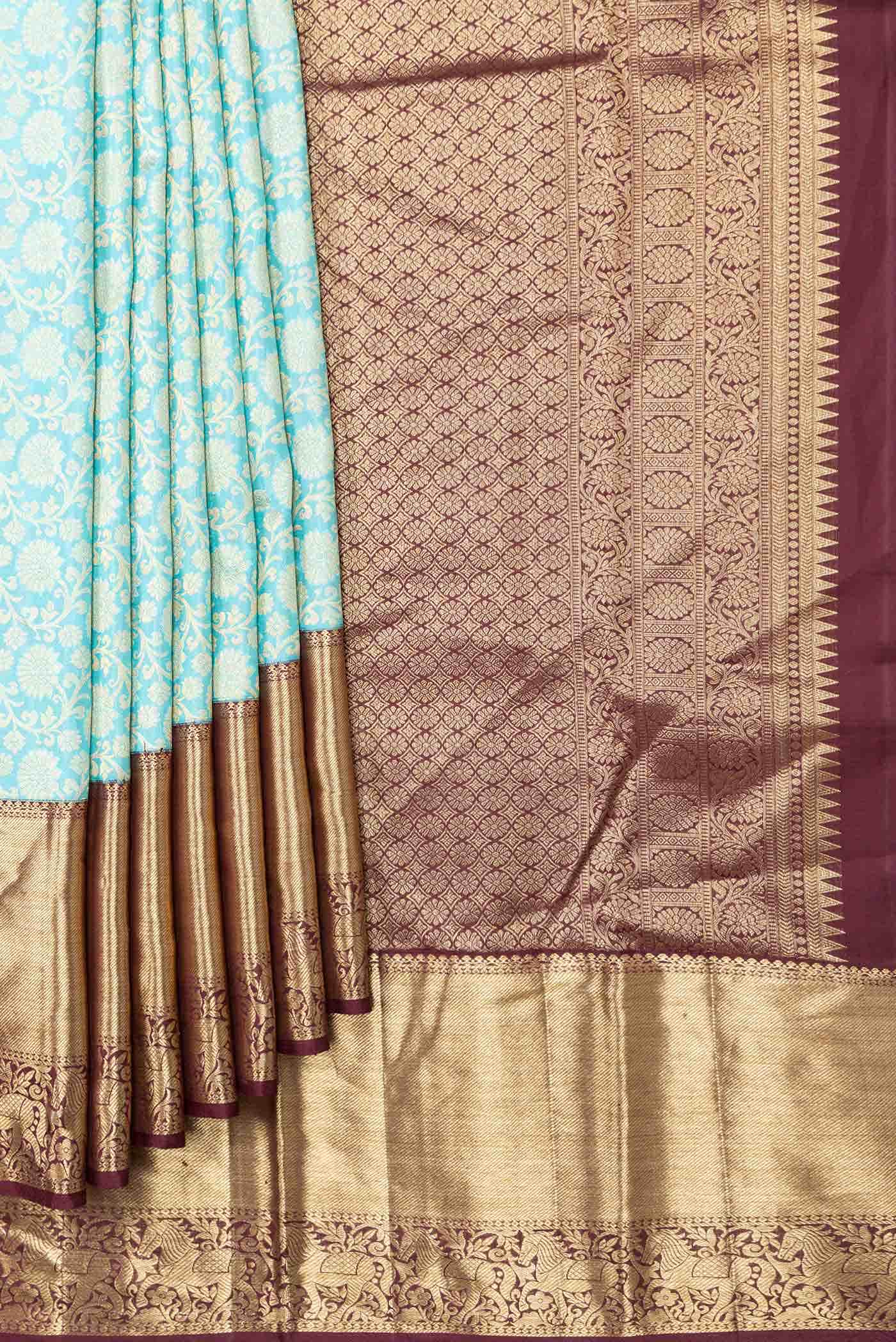 Sky Blue Dual Tone Kanchipuram Silk Saree