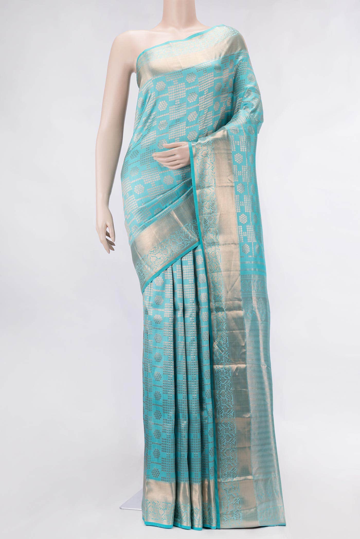 Light Blue Dual Tone Kanchipuram Silk Saree