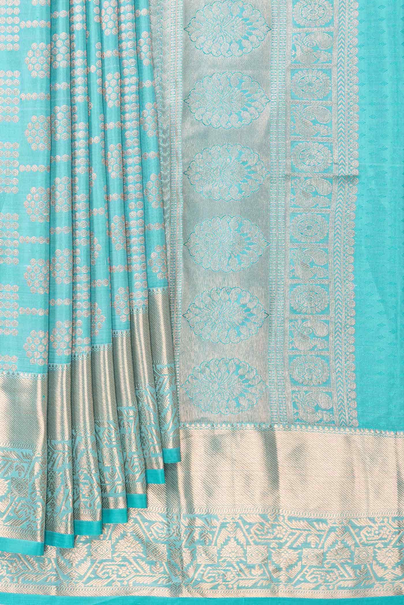 Light Blue Dual Tone Kanchipuram Silk Saree