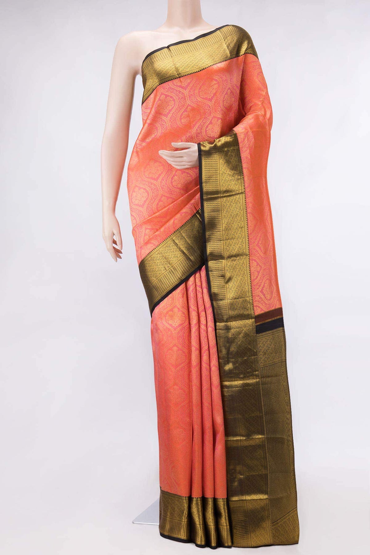 Coral Kanjivaram Silk Saree