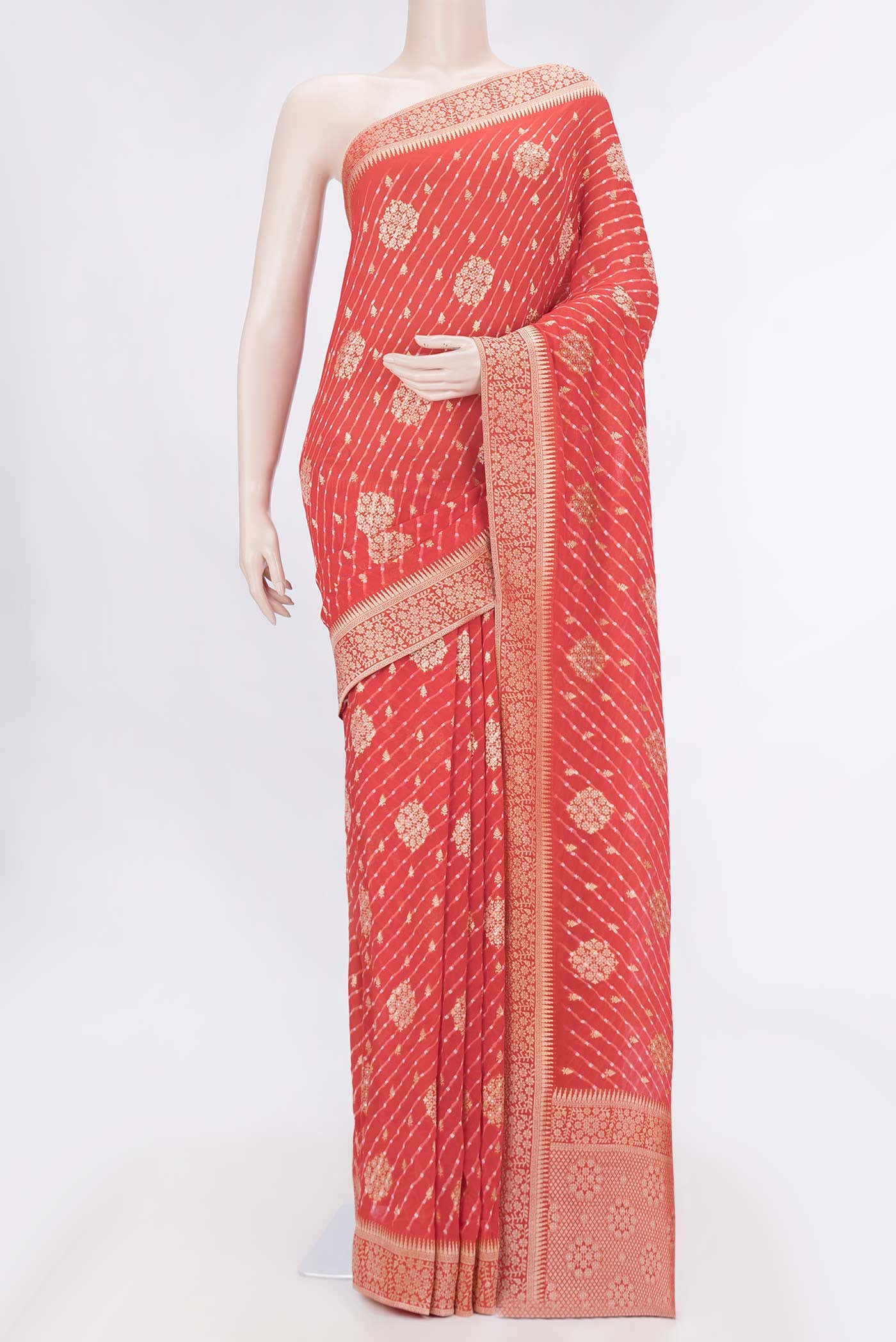 Red Dual Tone Mysore Georgette Saree