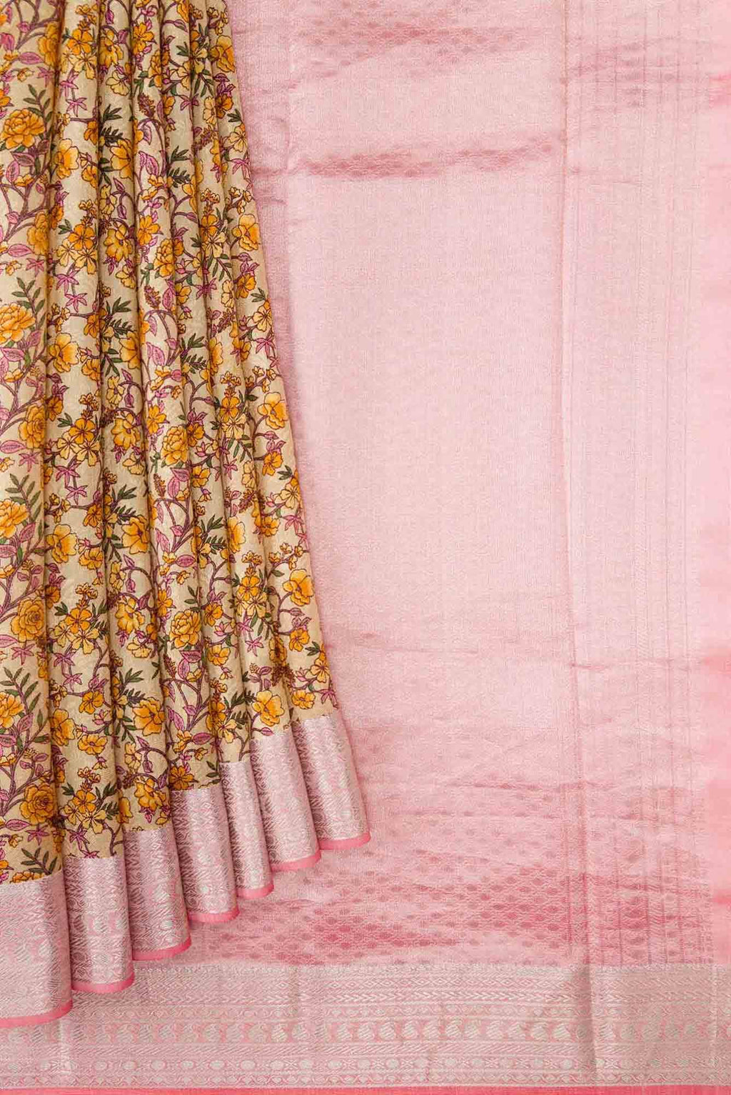 Sandal Dual Tone Printed Silk Saree