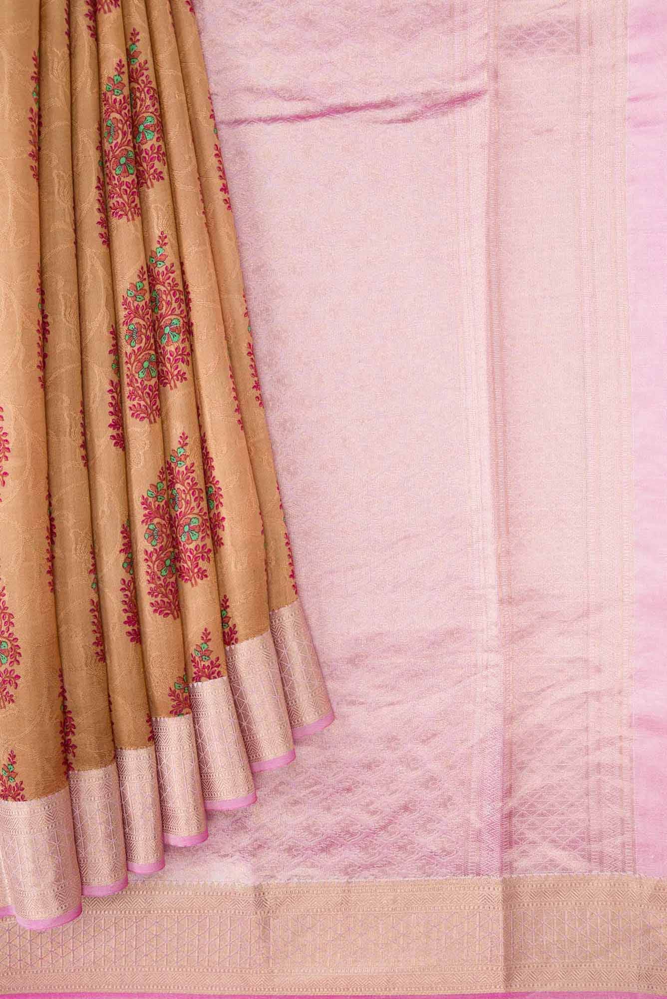 Brown Dual Tone Printed Silk Saree