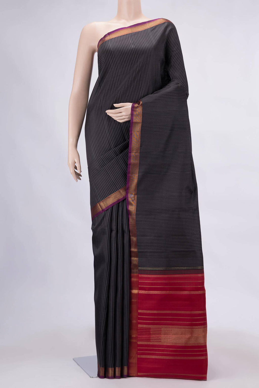 Pure Silk Pure Zari Black Kanchipuram Saree