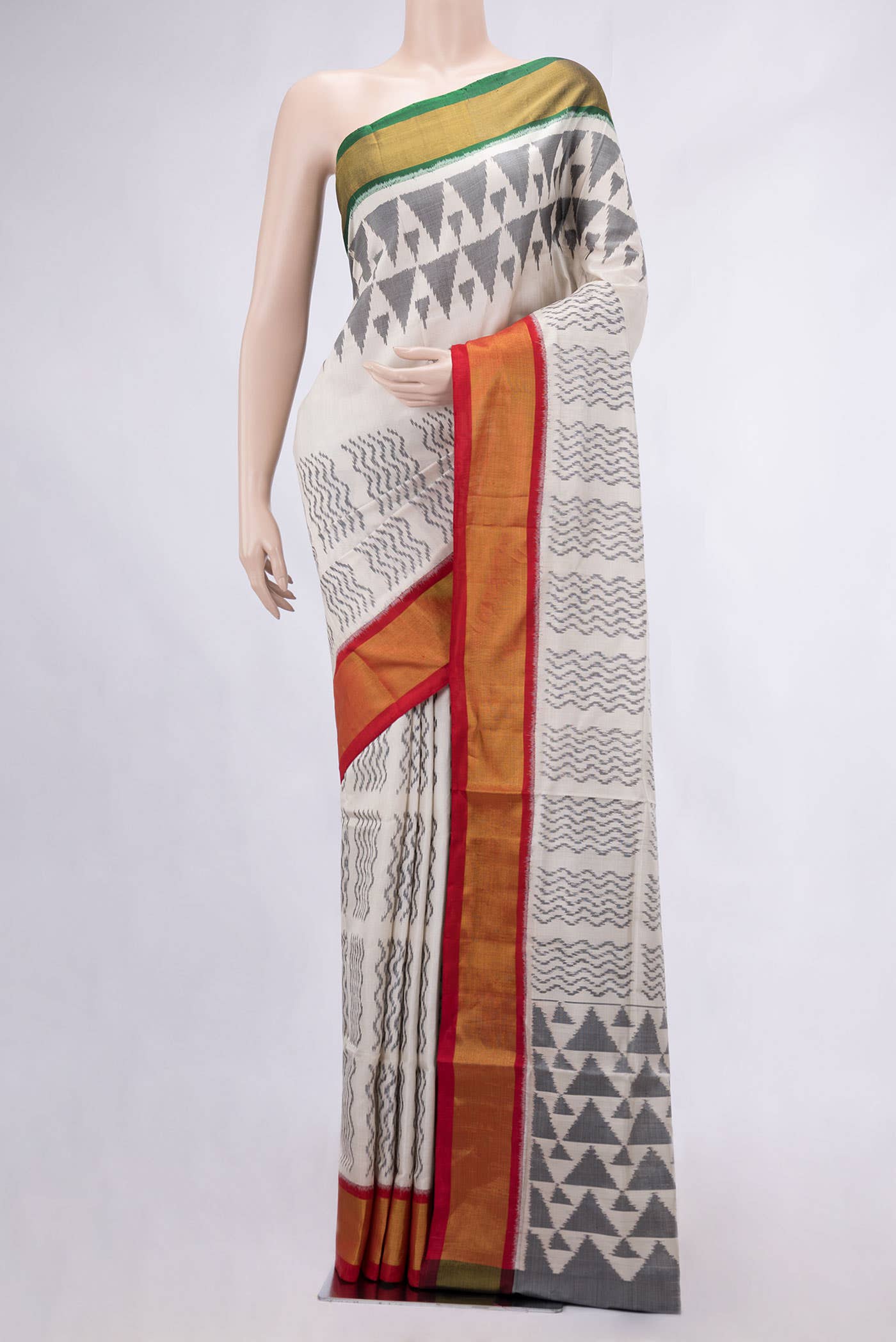 Off White Rajkot Patola Silk Saree