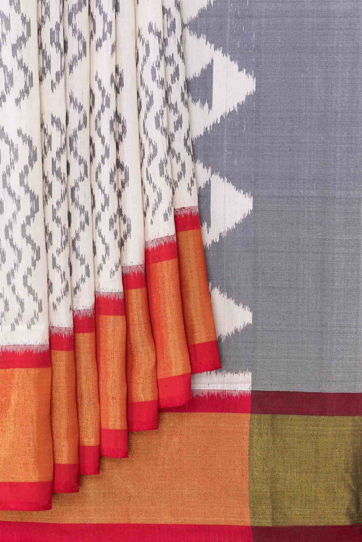 Off White Rajkot Patola Silk Saree
