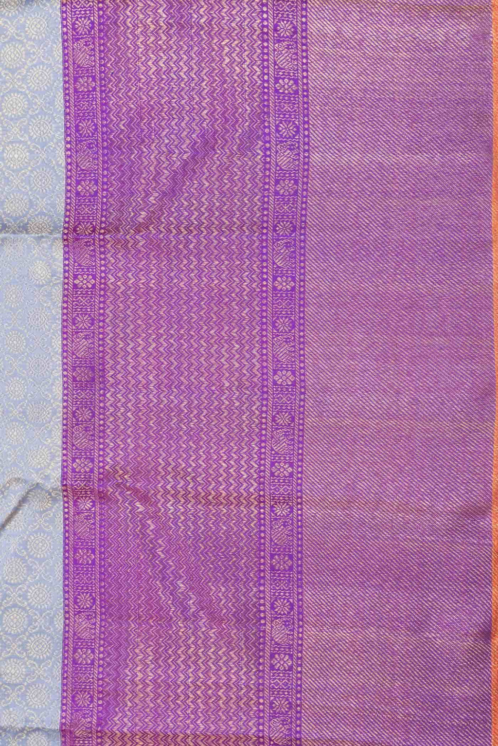 Pure Silk Pure Zari Grey Dual Tone Kanchipuram Saree