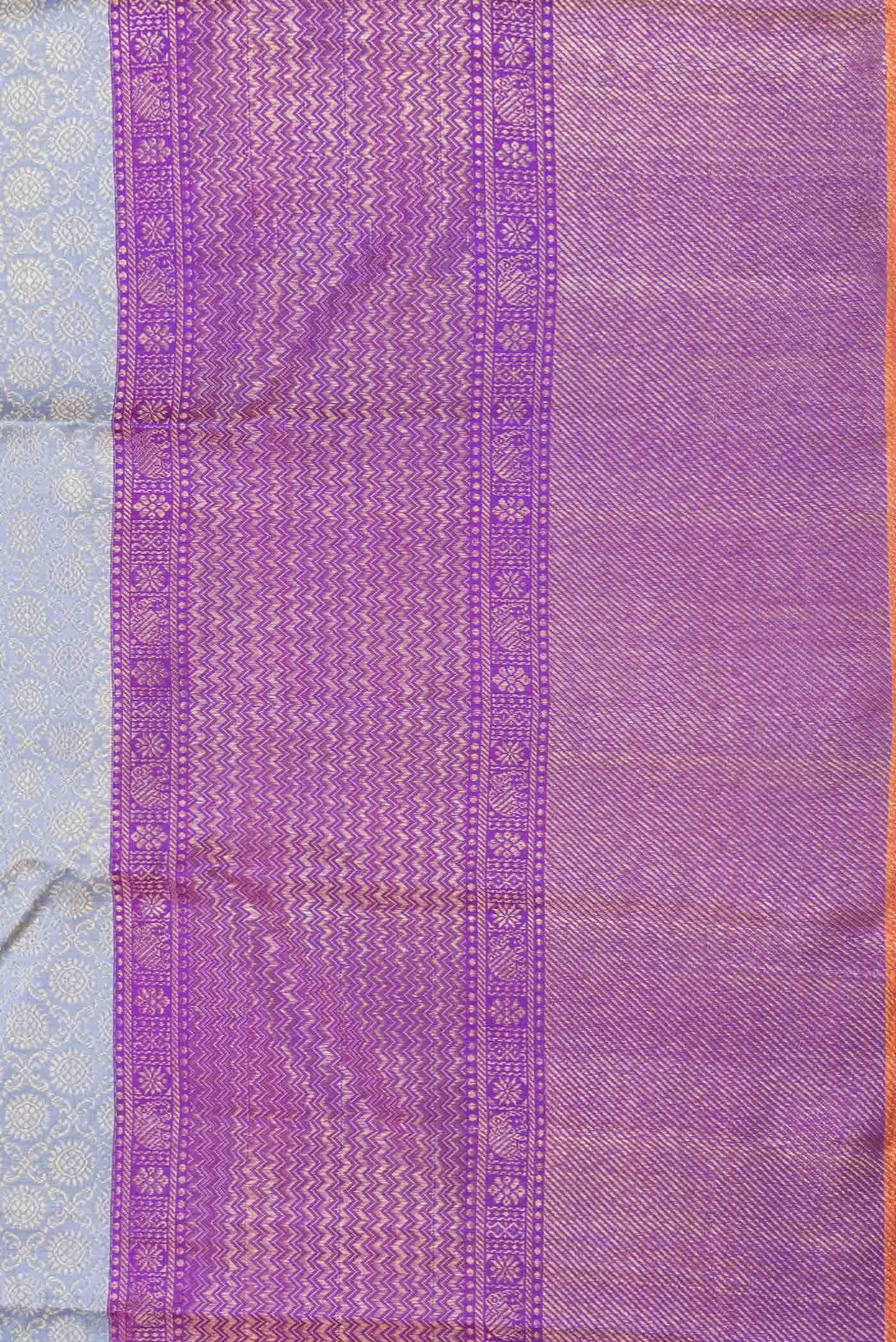 Pure Silk Pure Zari Grey Dual Tone Kanchipuram Saree
