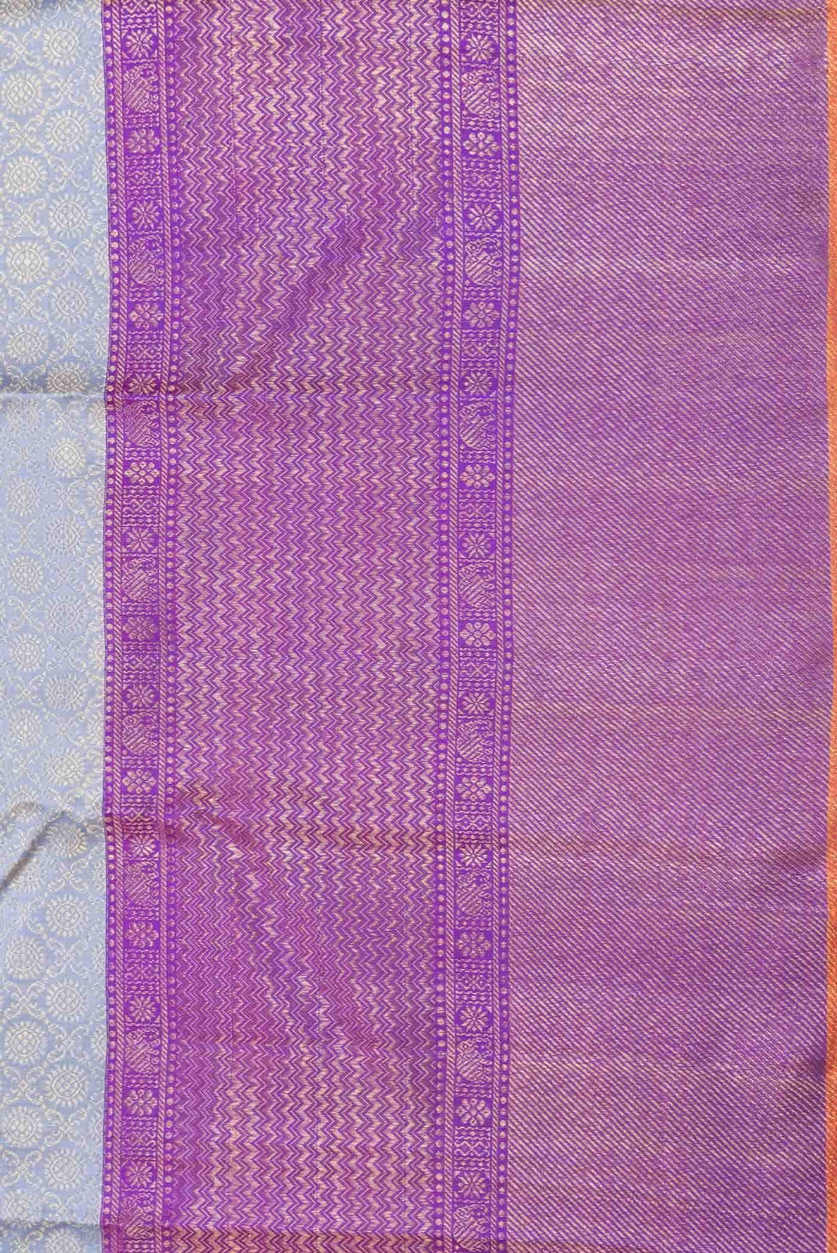 Pure Silk Pure Zari Grey Dual Tone Kanjivaram Saree