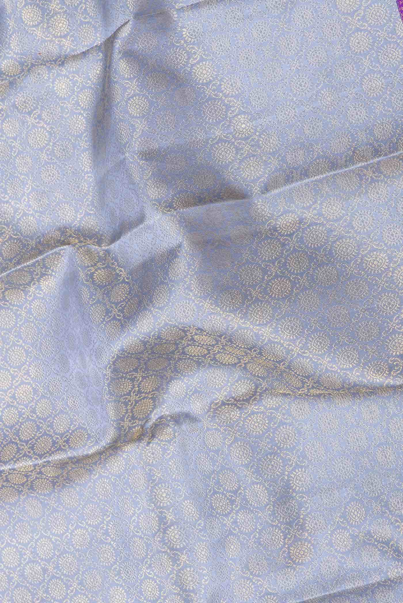 Pure Silk Pure Zari Grey Dual Tone Kanchipuram Saree