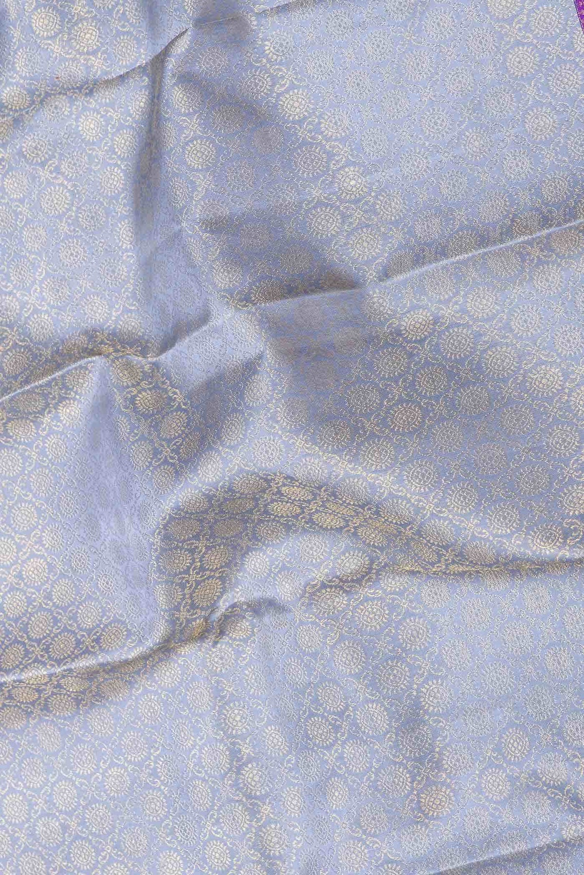 Pure Silk Pure Zari Grey Dual Tone Kanjivaram Saree